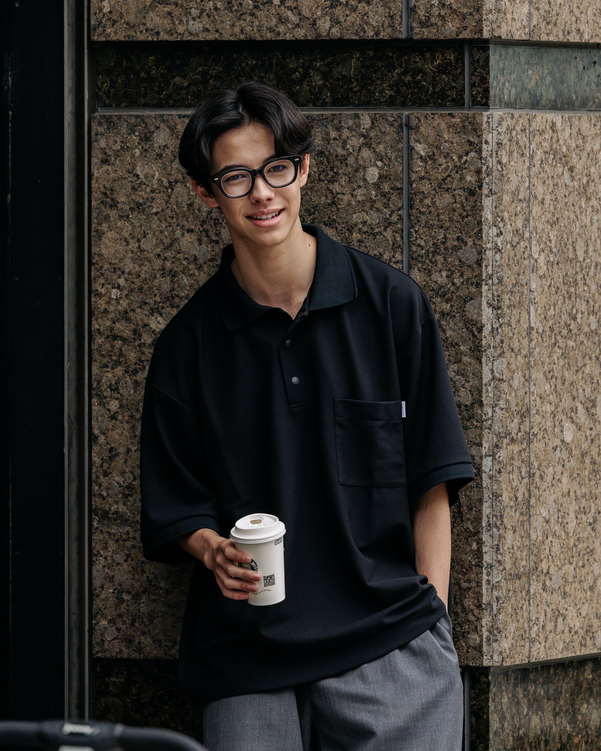 【6.11 WED 20:00- IN STOCK】ACTIVE CITY S/S POLO SHIRT (BLACK)