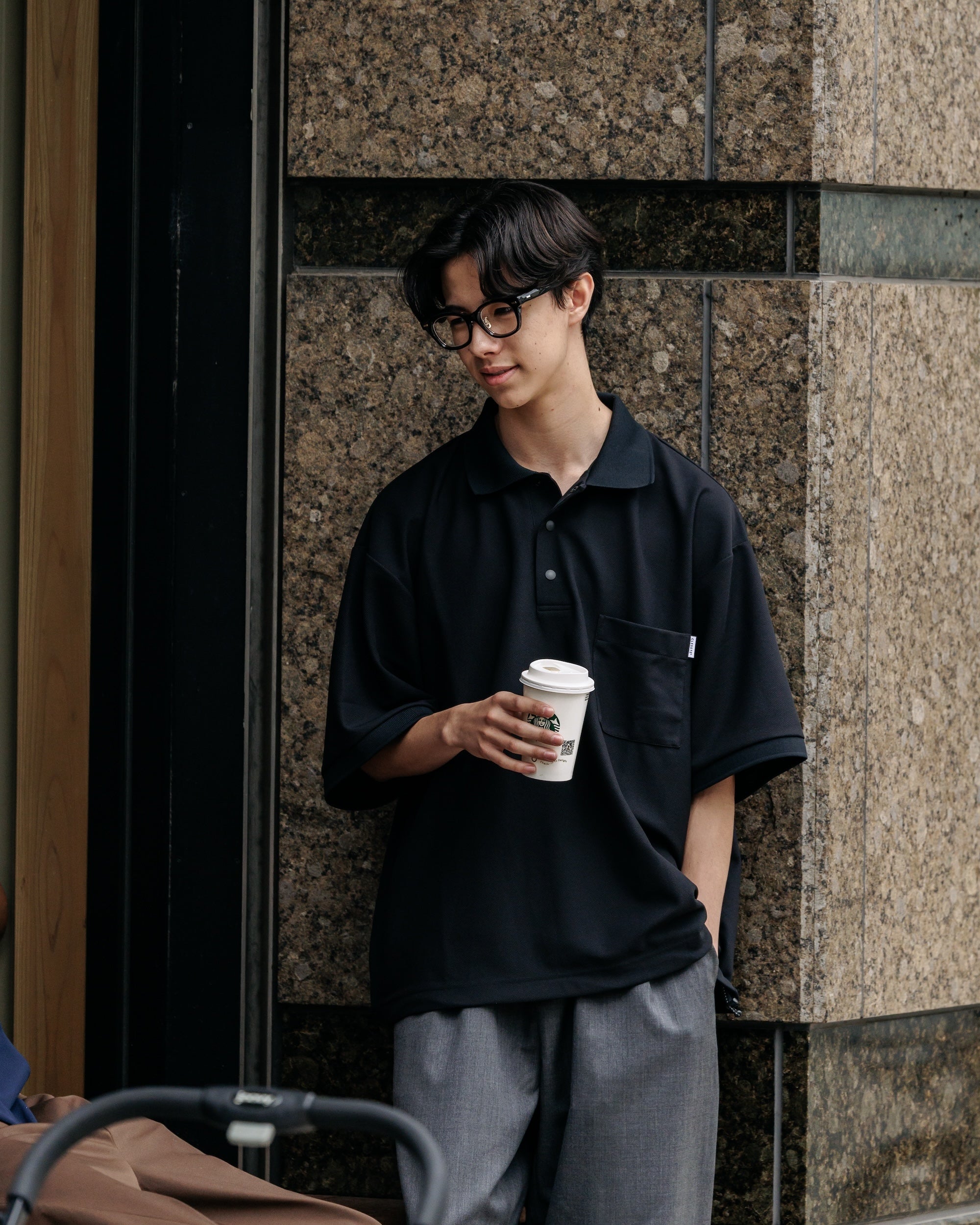 【6.11 WED 20:00- IN STOCK】ACTIVE CITY S/S POLO SHIRT (BLACK)
