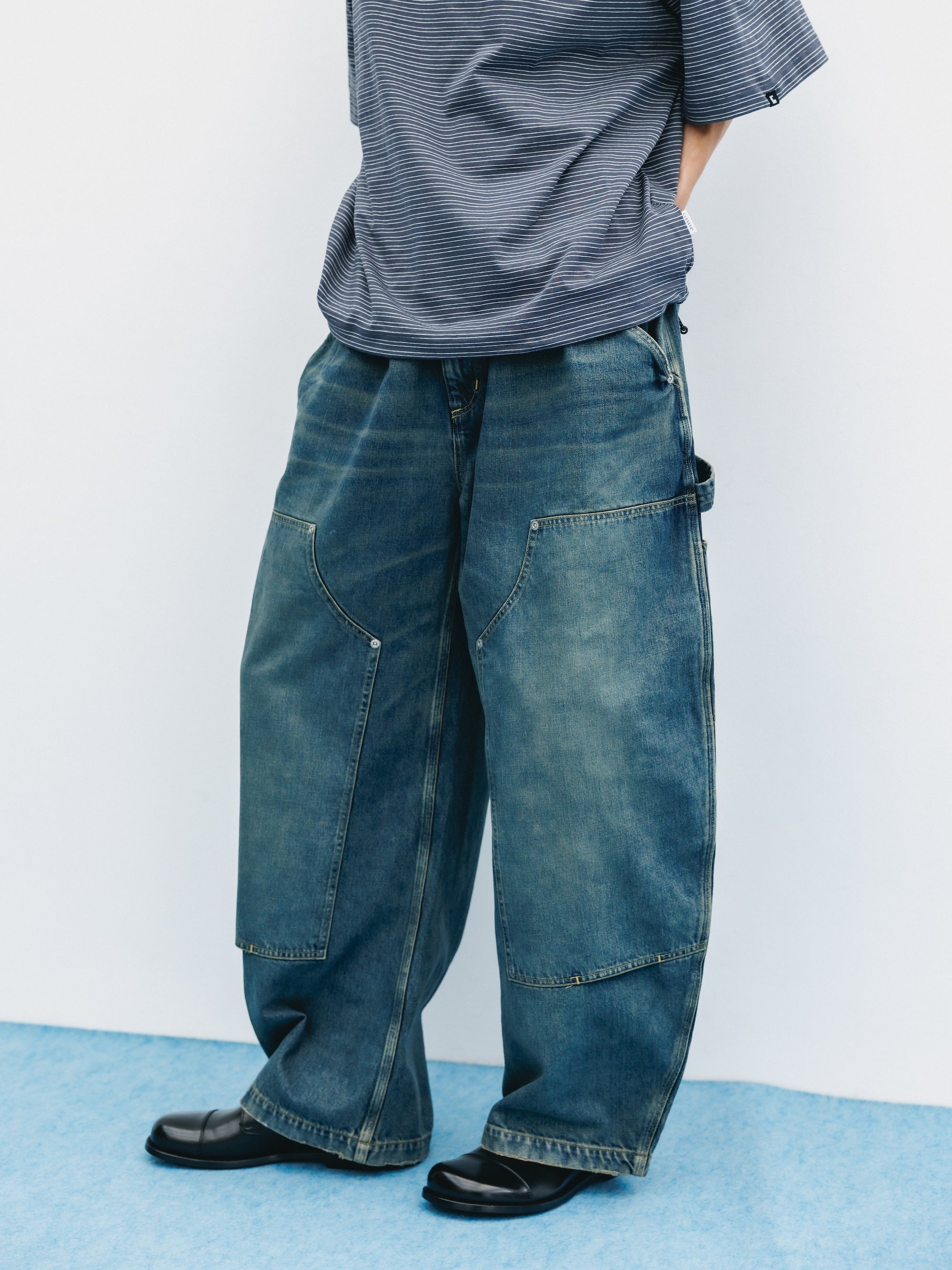 CLESSTE ダブルニー カーブ ワークパンツ　サイズ1 5.13 WED 20:00- IN STOCK】VINTAGE DYED SELVEDGE DENIM DOUBLE KNEE CURV