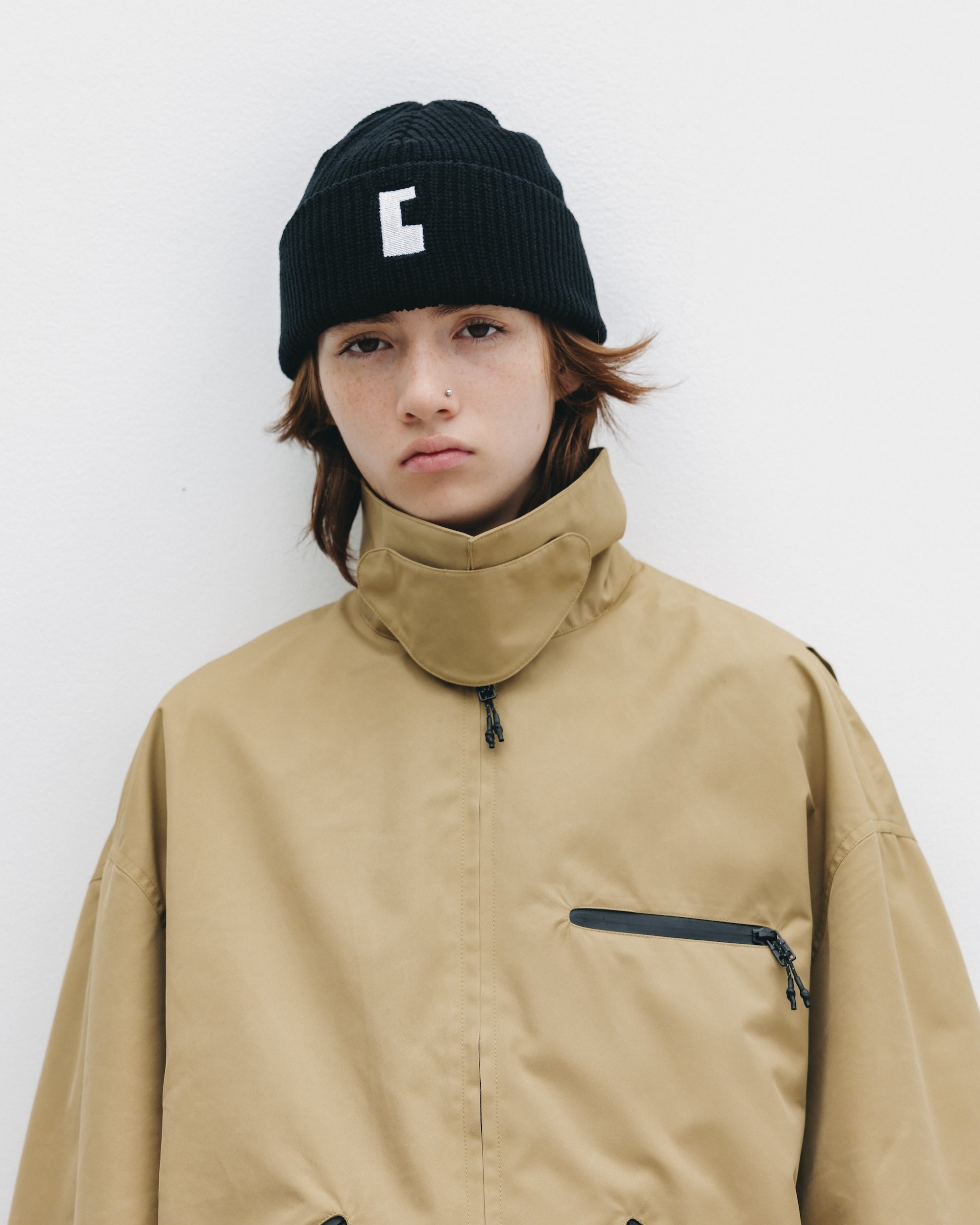 C” COTTON KNIT CAP 001 (BLACK)