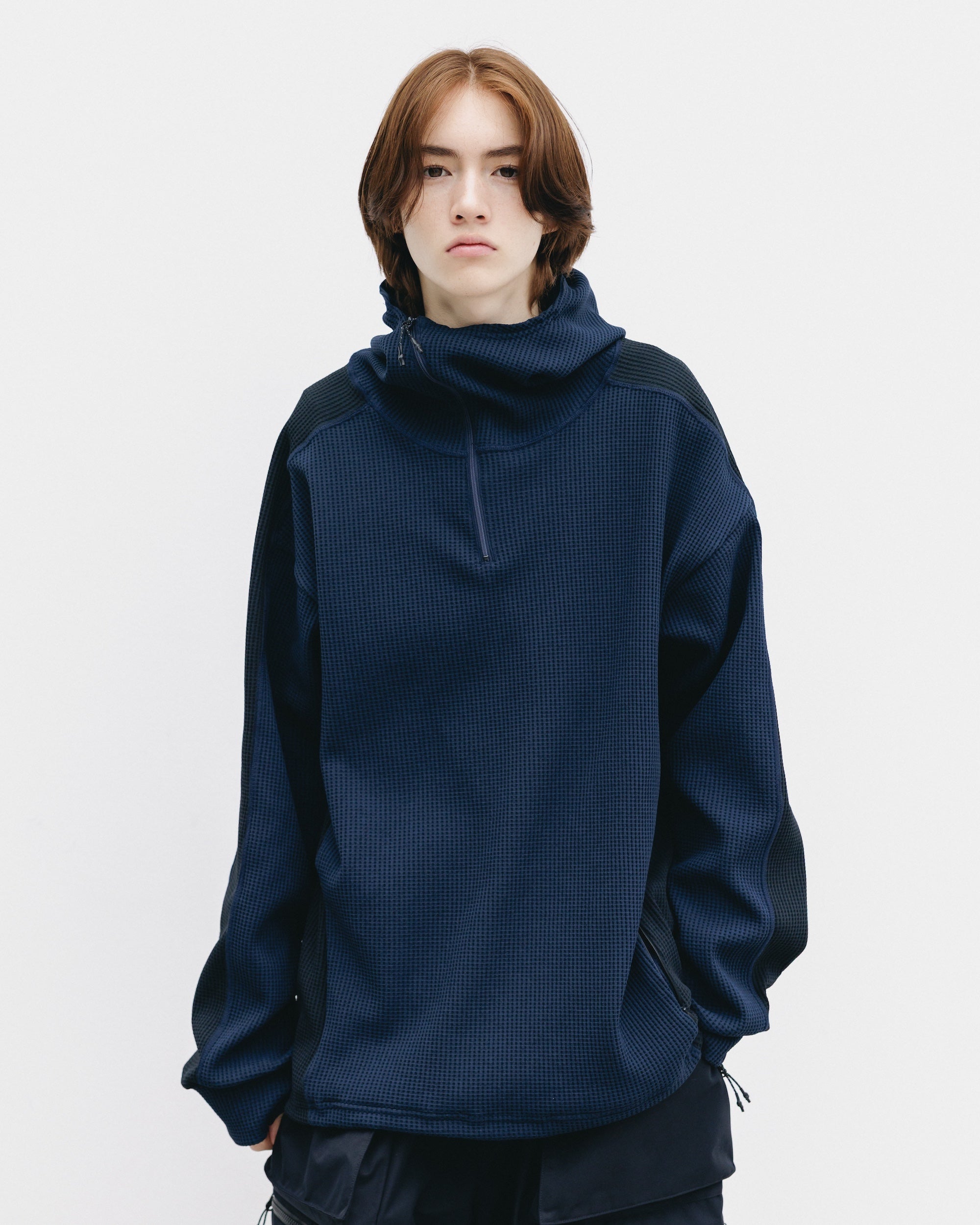 CITY LIGHT THERMAL HALF ZIP HOODIE (NAVY×BLACK)