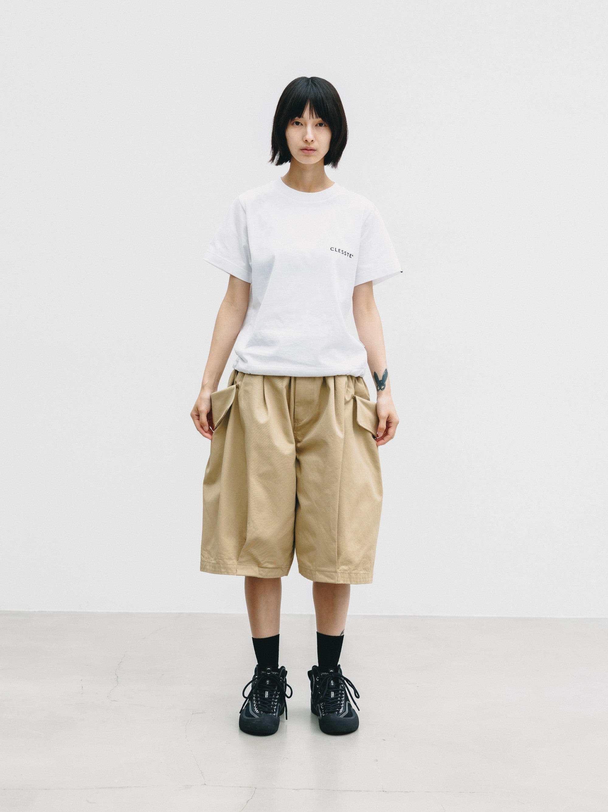 【6.24 WED 20:00- IN STOCK】FLAP WIDE BALLOON HALF PANTS (BEIGE)