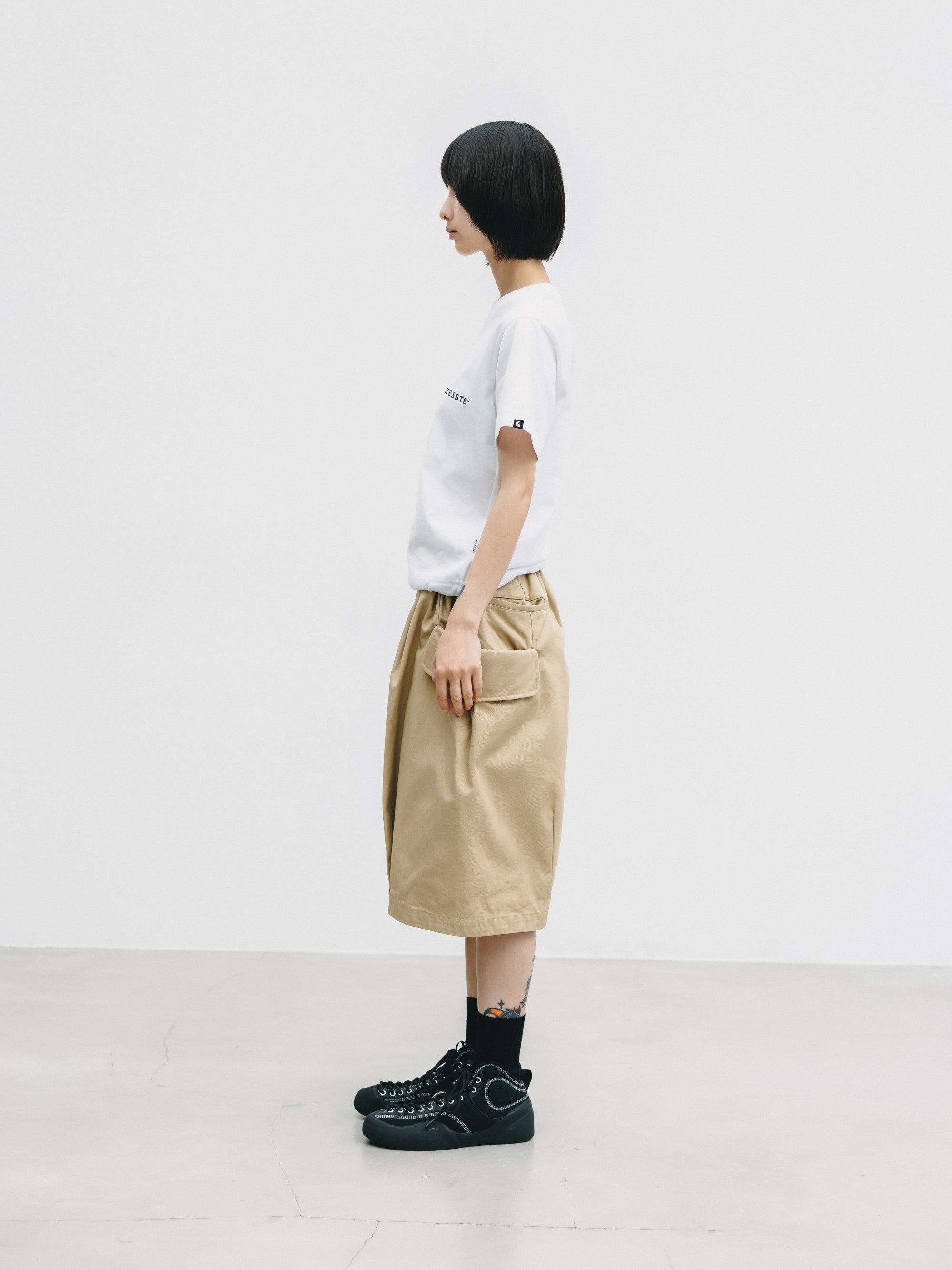 【6.24 WED 20:00- IN STOCK】FLAP WIDE BALLOON HALF PANTS (BEIGE)