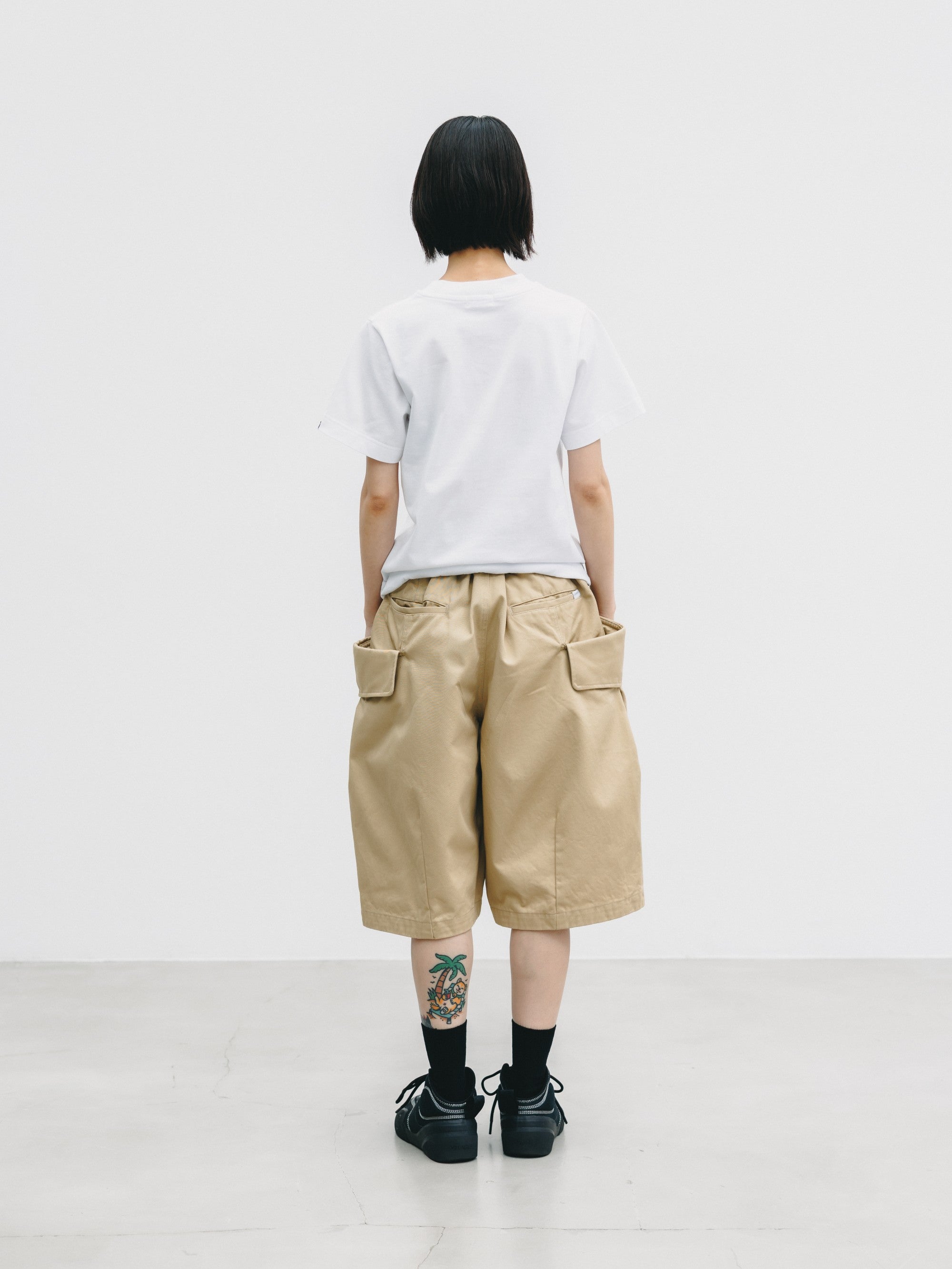 【6.24 WED 20:00- IN STOCK】FLAP WIDE BALLOON HALF PANTS (BEIGE)