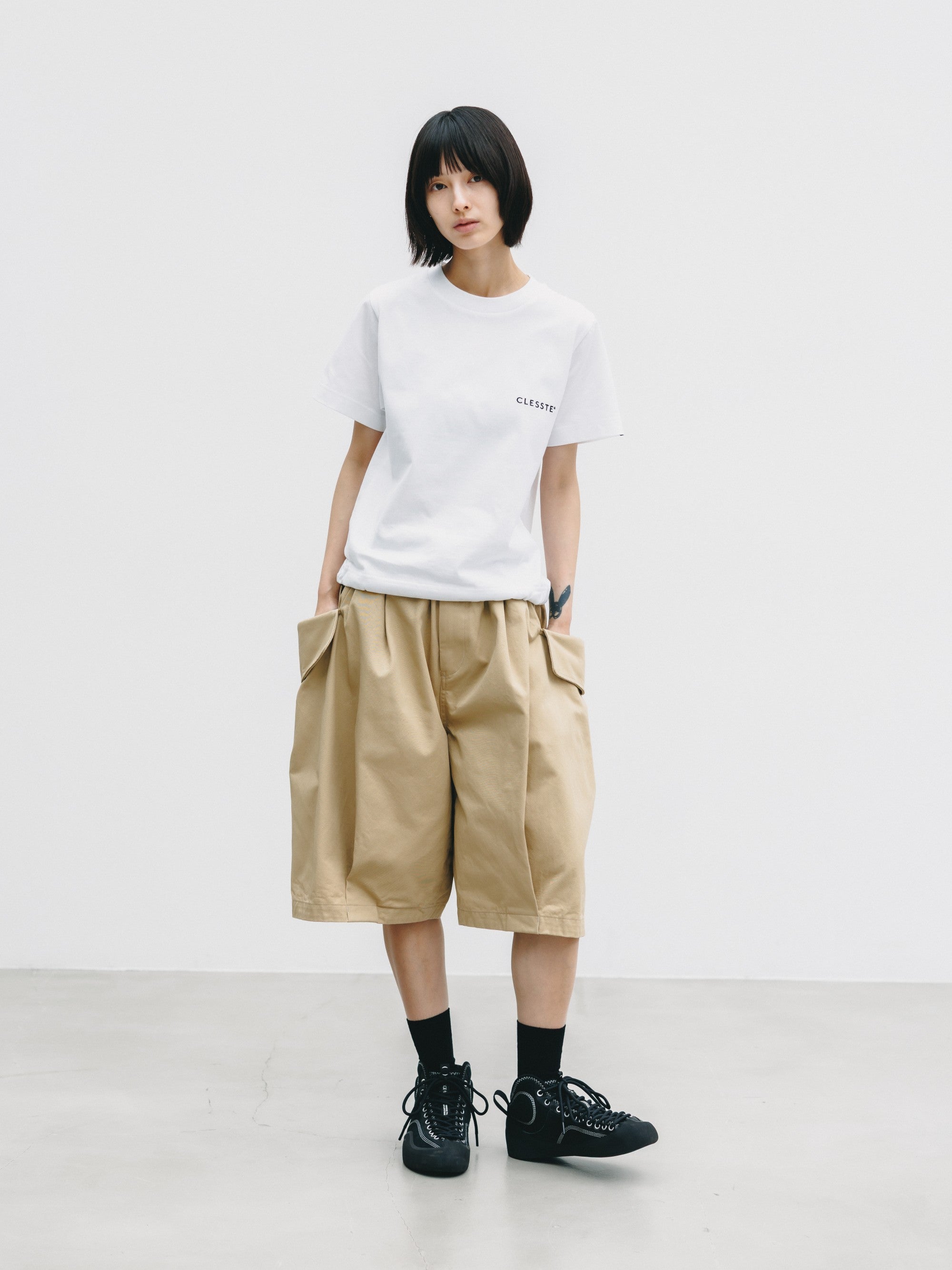 【6.24 WED 20:00- IN STOCK】FLAP WIDE BALLOON HALF PANTS (BEIGE)