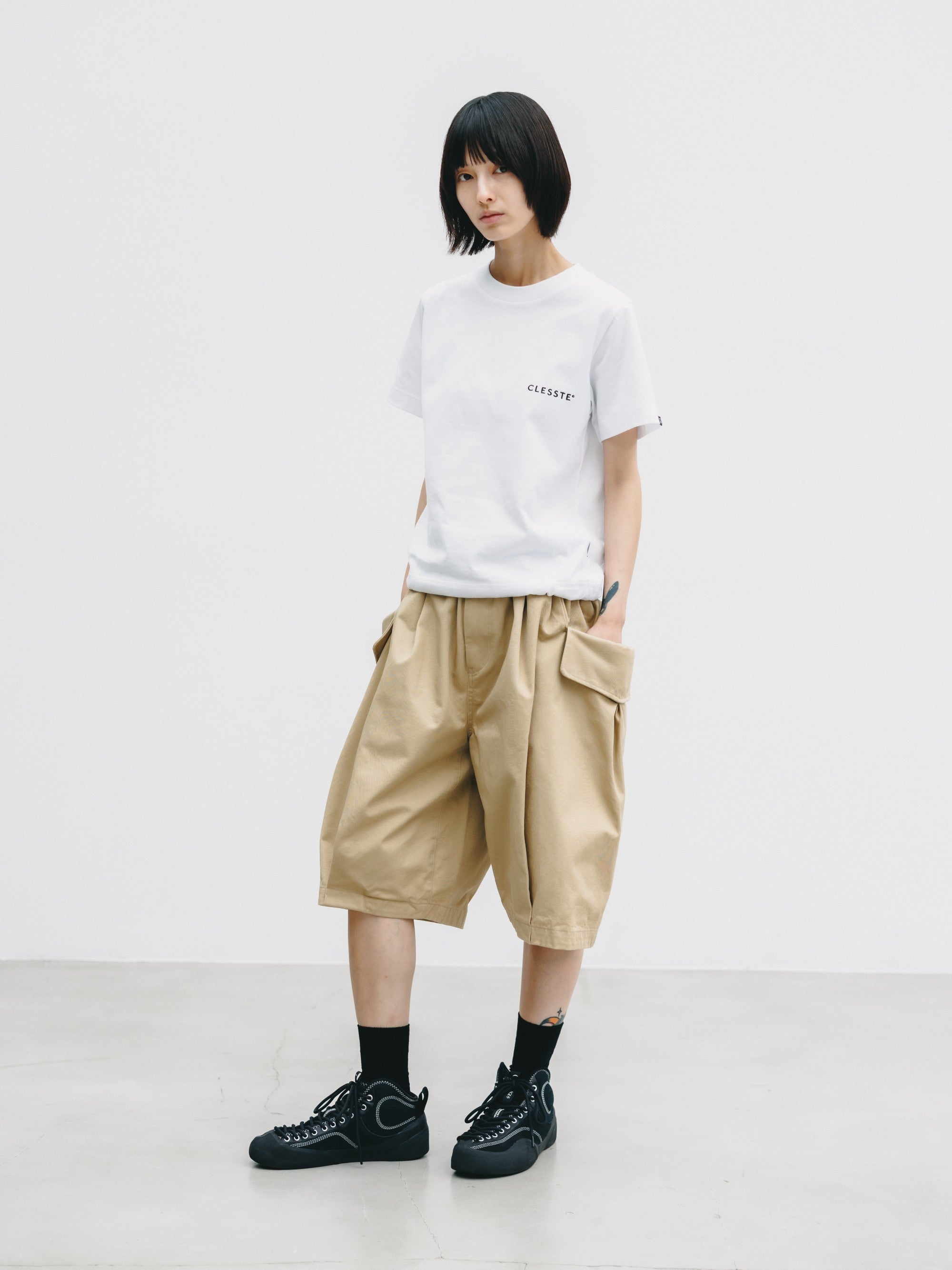【6.24 WED 20:00- IN STOCK】FLAP WIDE BALLOON HALF PANTS (BEIGE)