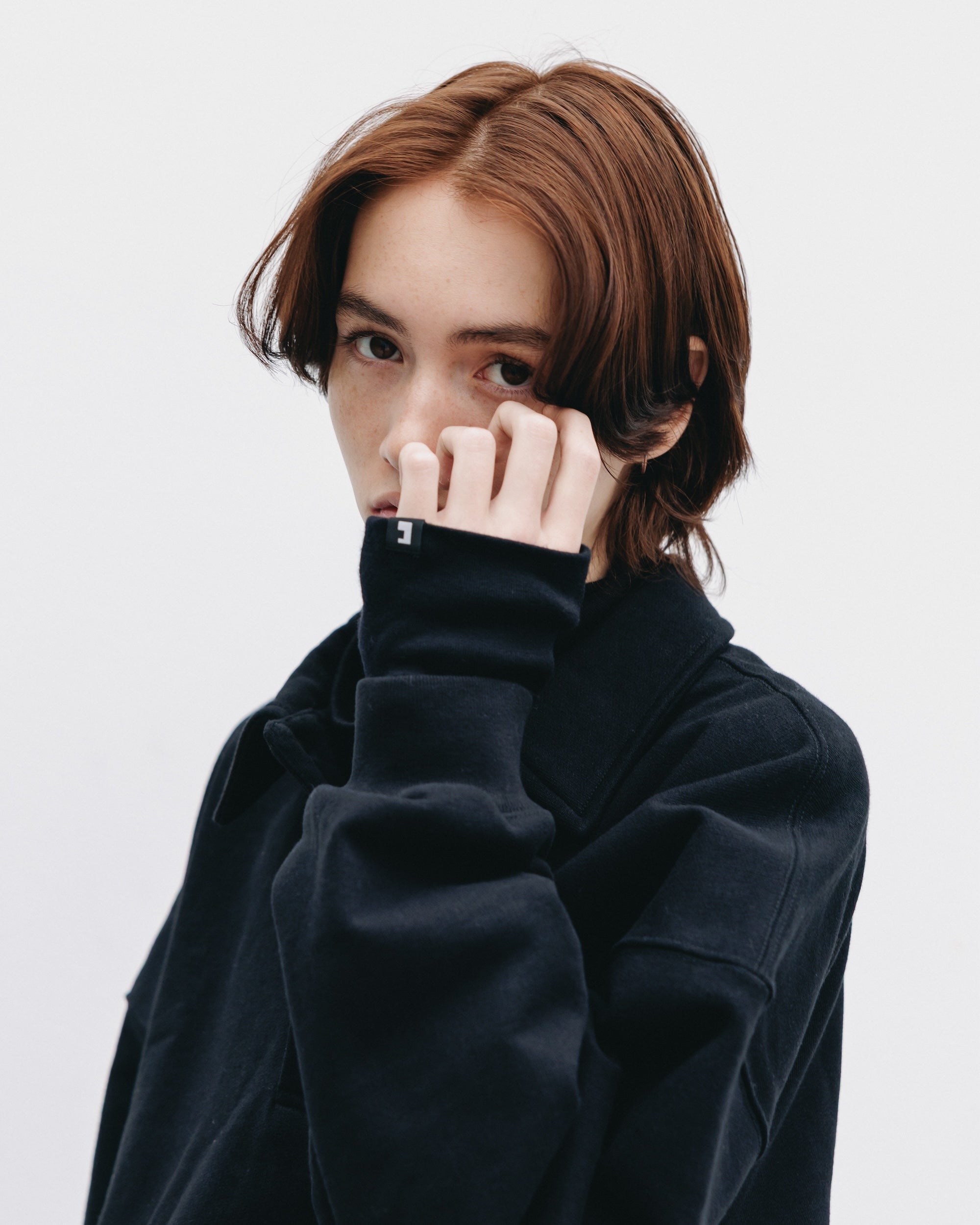 HALF SNAP SWEATSHIRT (BLACK)