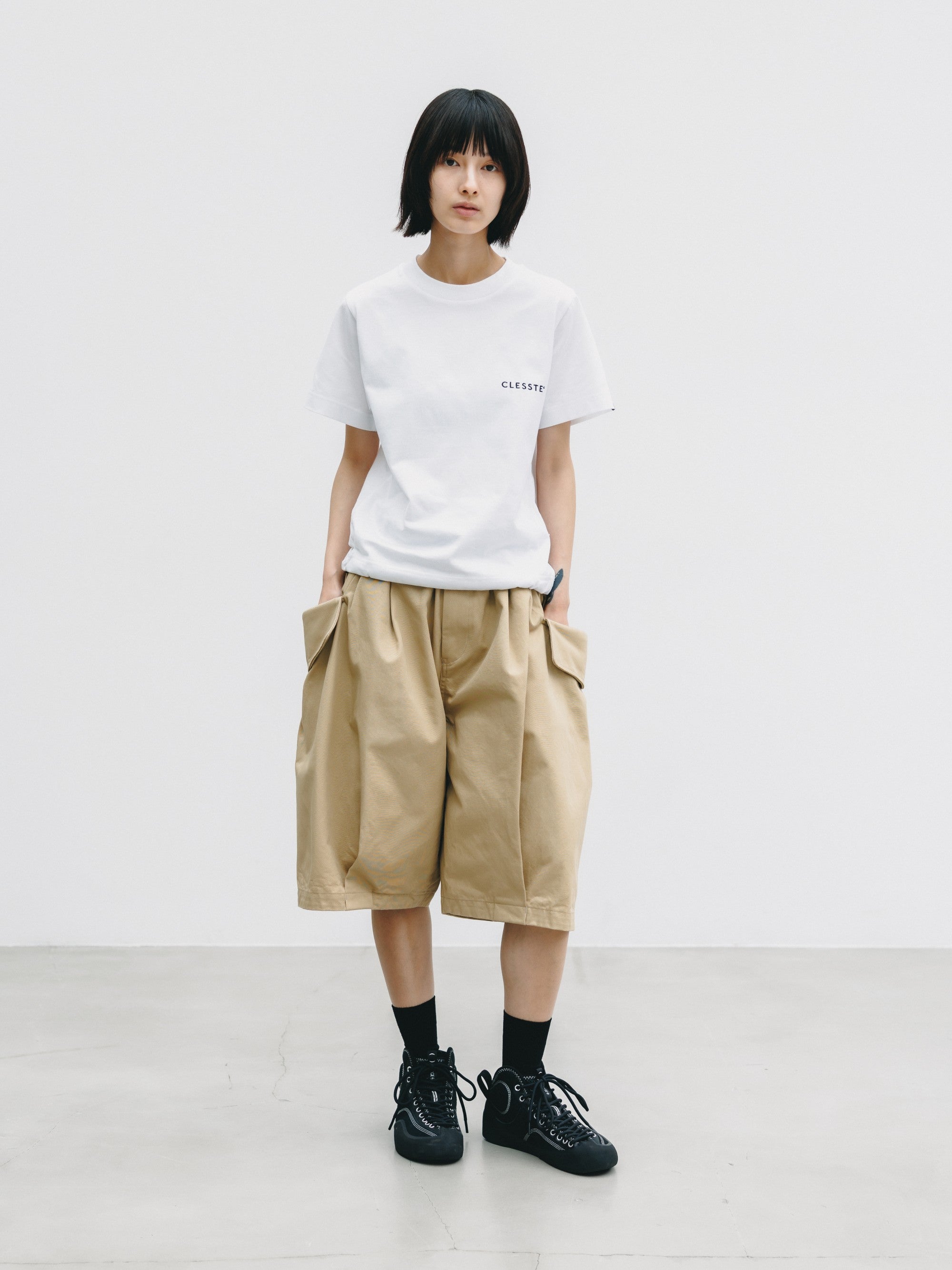 【6.24 WED 20:00- IN STOCK】FLAP WIDE BALLOON HALF PANTS (BEIGE)