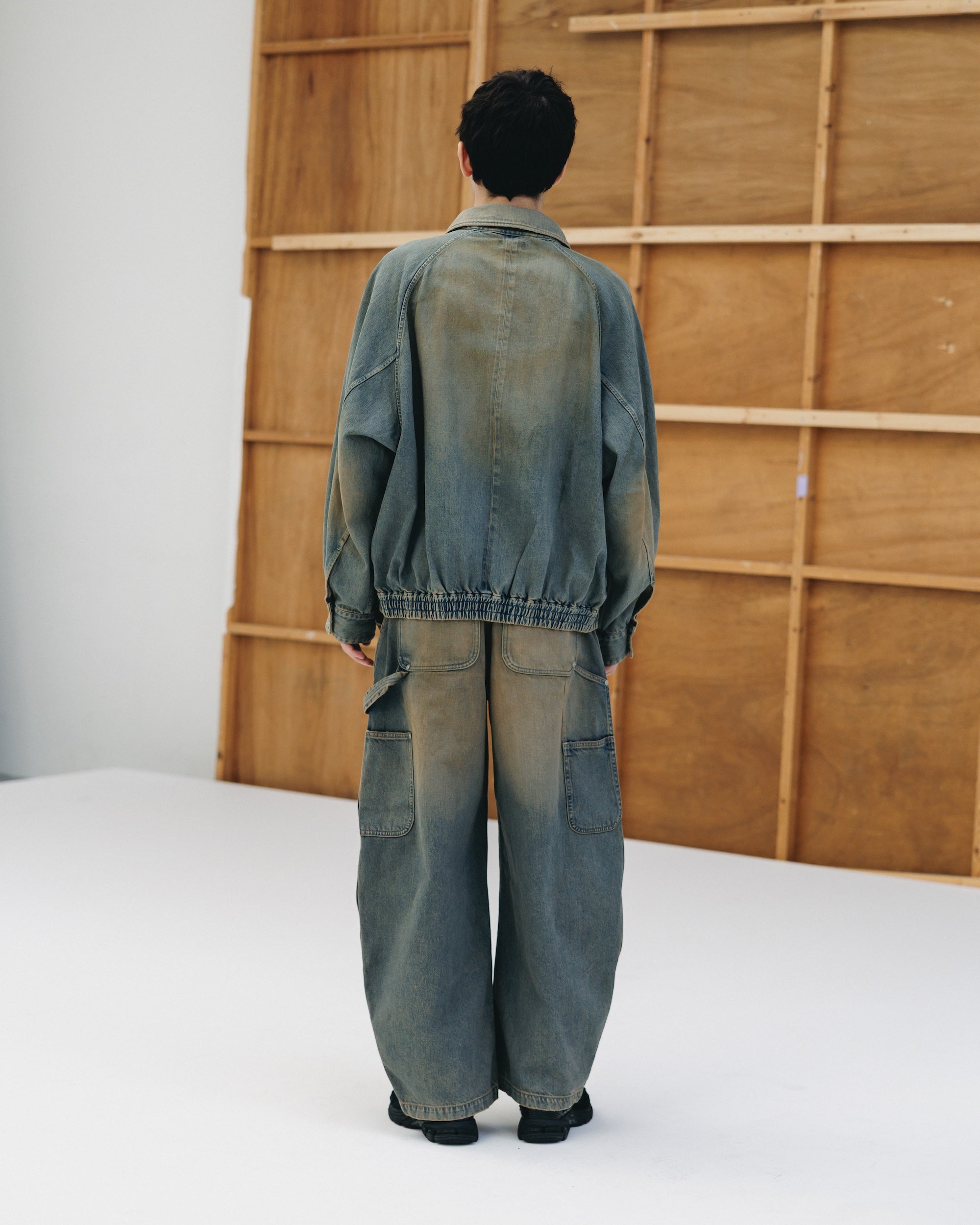 VINTAGE DYED SELVEDGE DENIM CITY UTILITY JACKET (VINTAGE BEIGE)