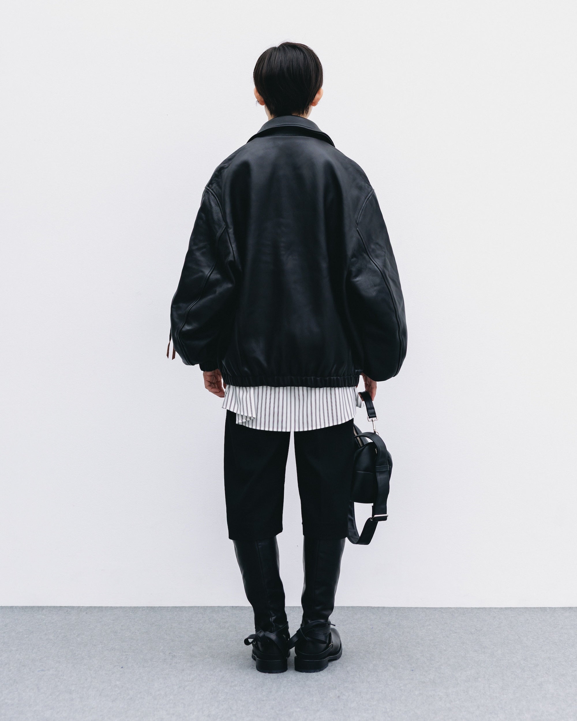 SHEEP LEATHER UTILITY JACKET (BLACK)