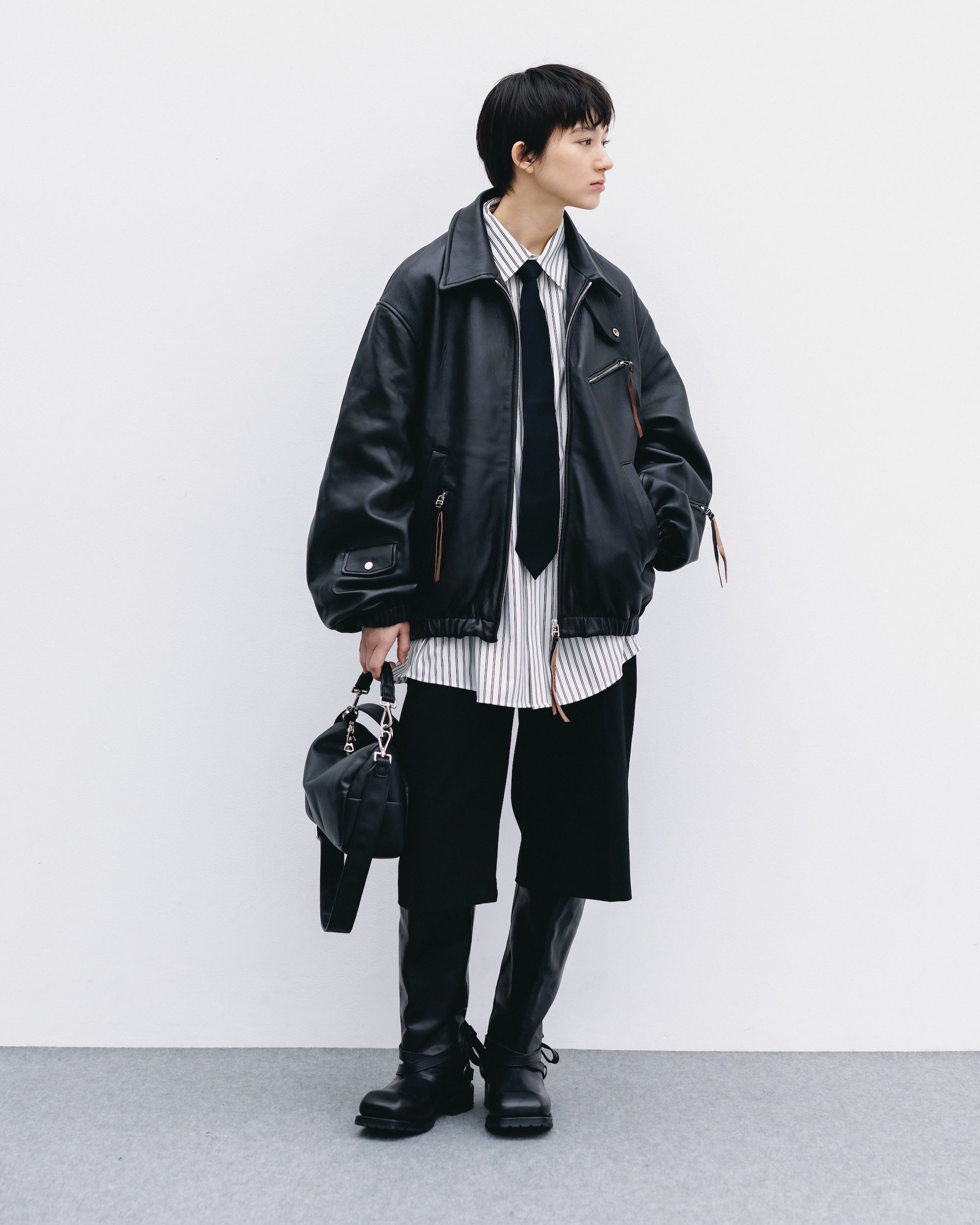 【11.1 SAT 20:00- IN STOCK】SHEEP LEATHER UTILITY JACKET (BLACK)