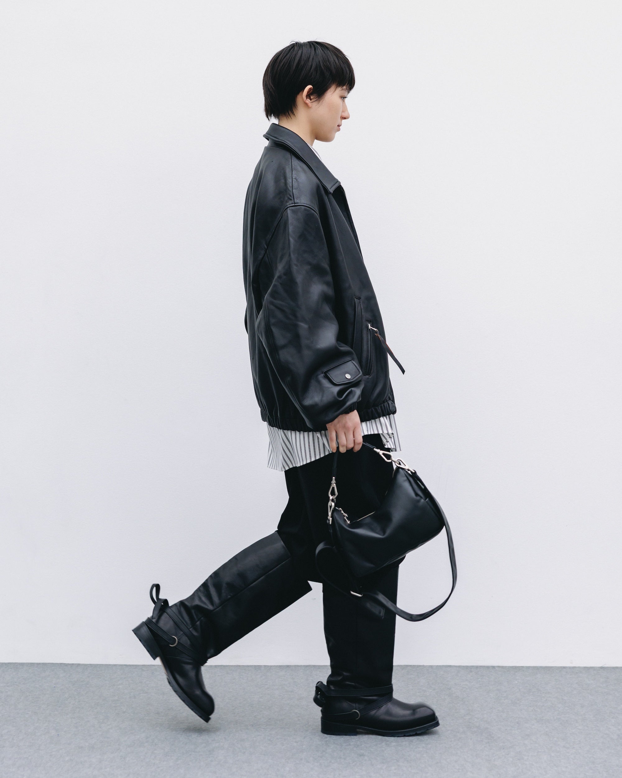 【11.1 SAT 20:00- IN STOCK】SHEEP LEATHER UTILITY JACKET (BLACK)