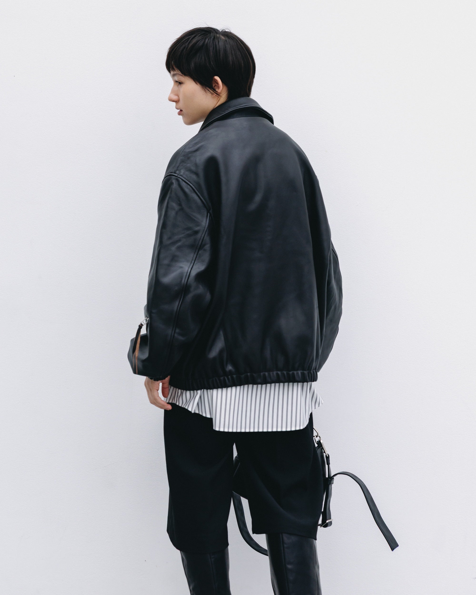 【11.1 SAT 20:00- IN STOCK】SHEEP LEATHER UTILITY JACKET (BLACK)