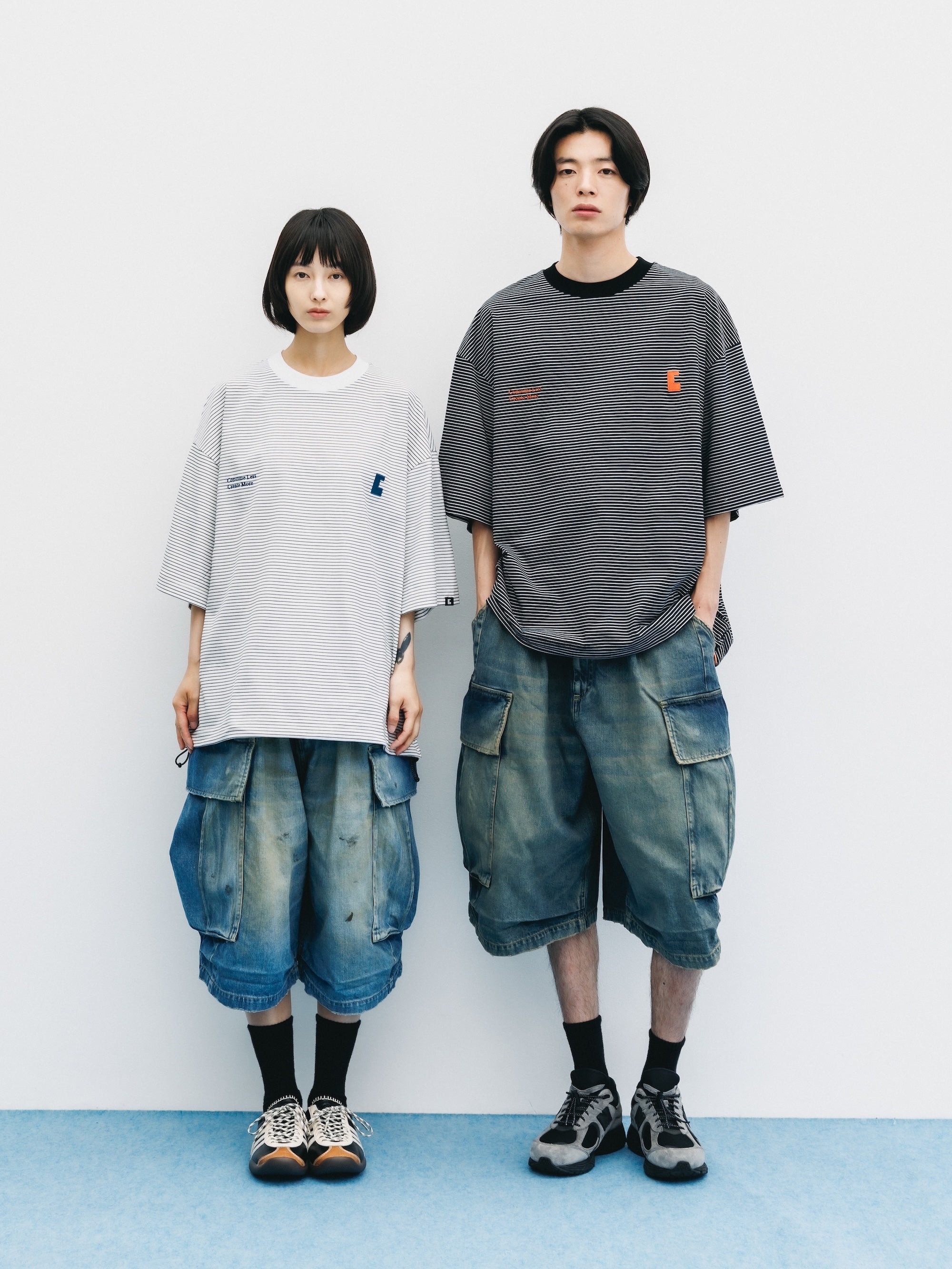 VINTAGE DYED SELVEDGE DENIM CITY MEGA POCKET BALLOON CARGO HALF PANTS (VINTAGE INDIGO)