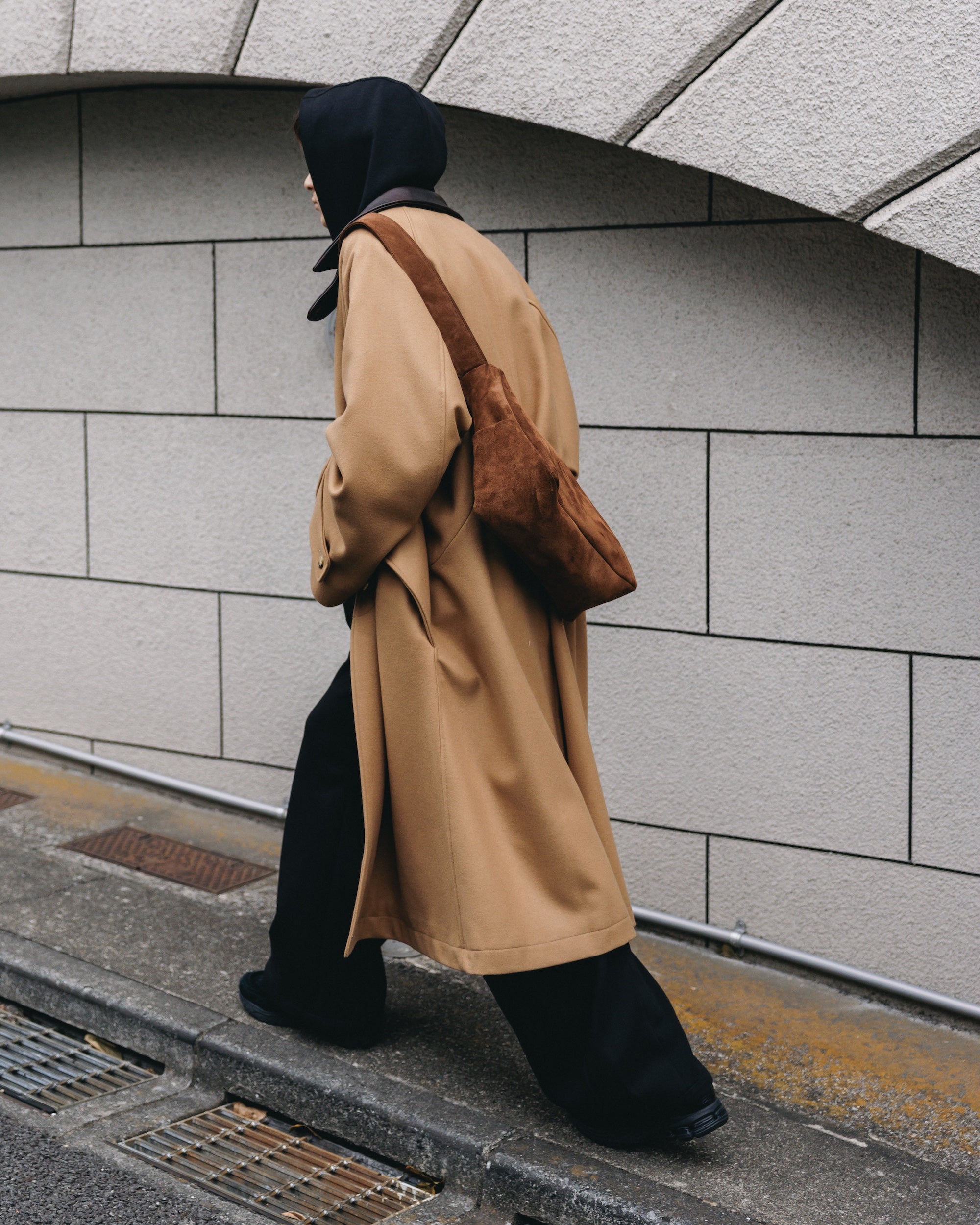 12.20 SAT 20:00- INSTOCK】LEATHER COLLAR WOOL MELTON BALMACAAN COAT (C