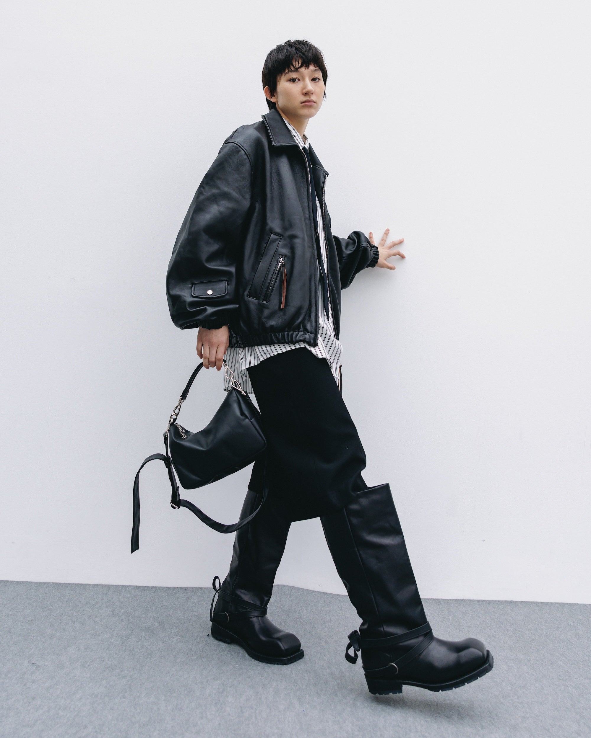 【11.1 SAT 20:00- IN STOCK】SHEEP LEATHER UTILITY JACKET (BLACK)