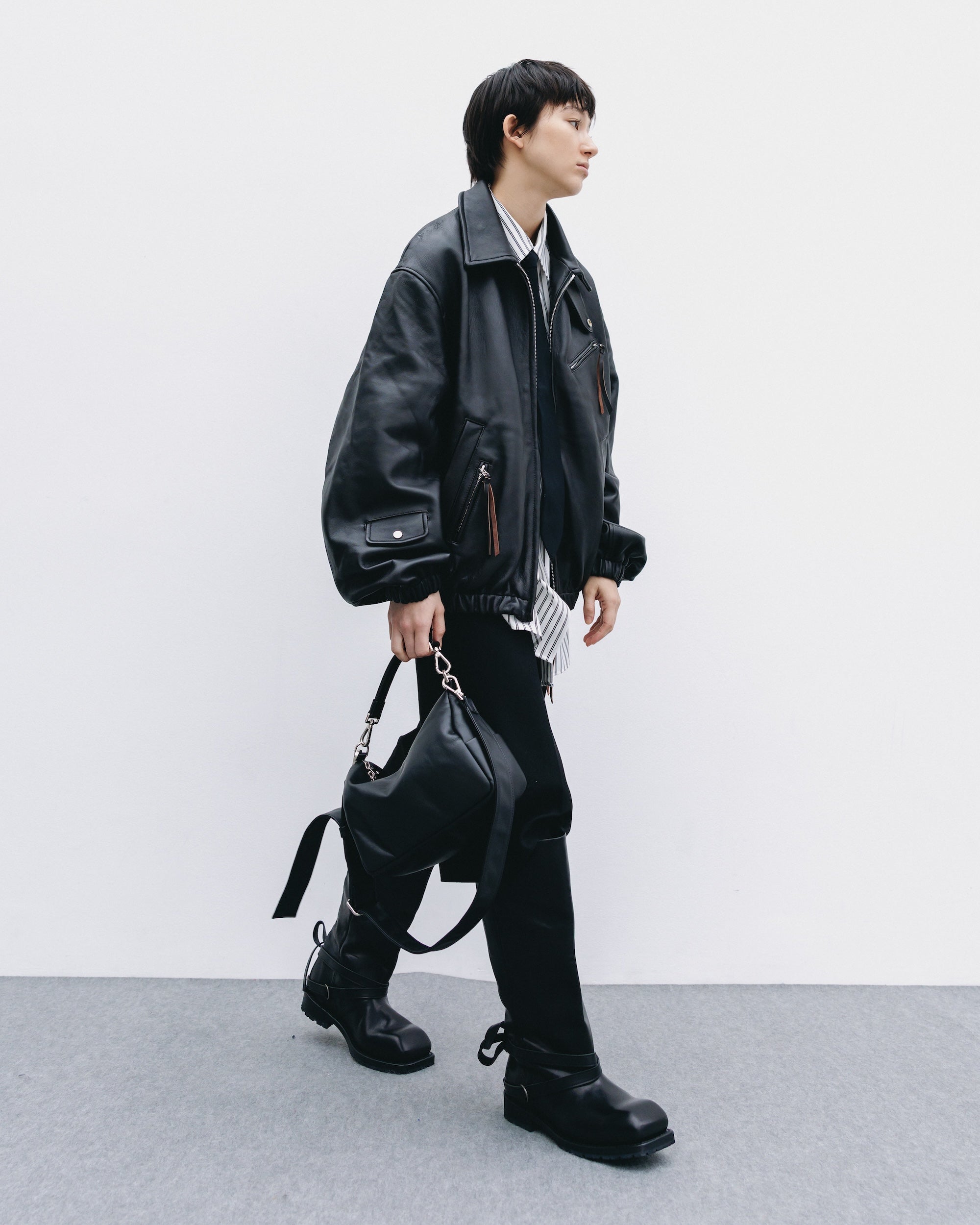 【11.1 SAT 20:00- IN STOCK】SHEEP LEATHER UTILITY JACKET (BLACK)