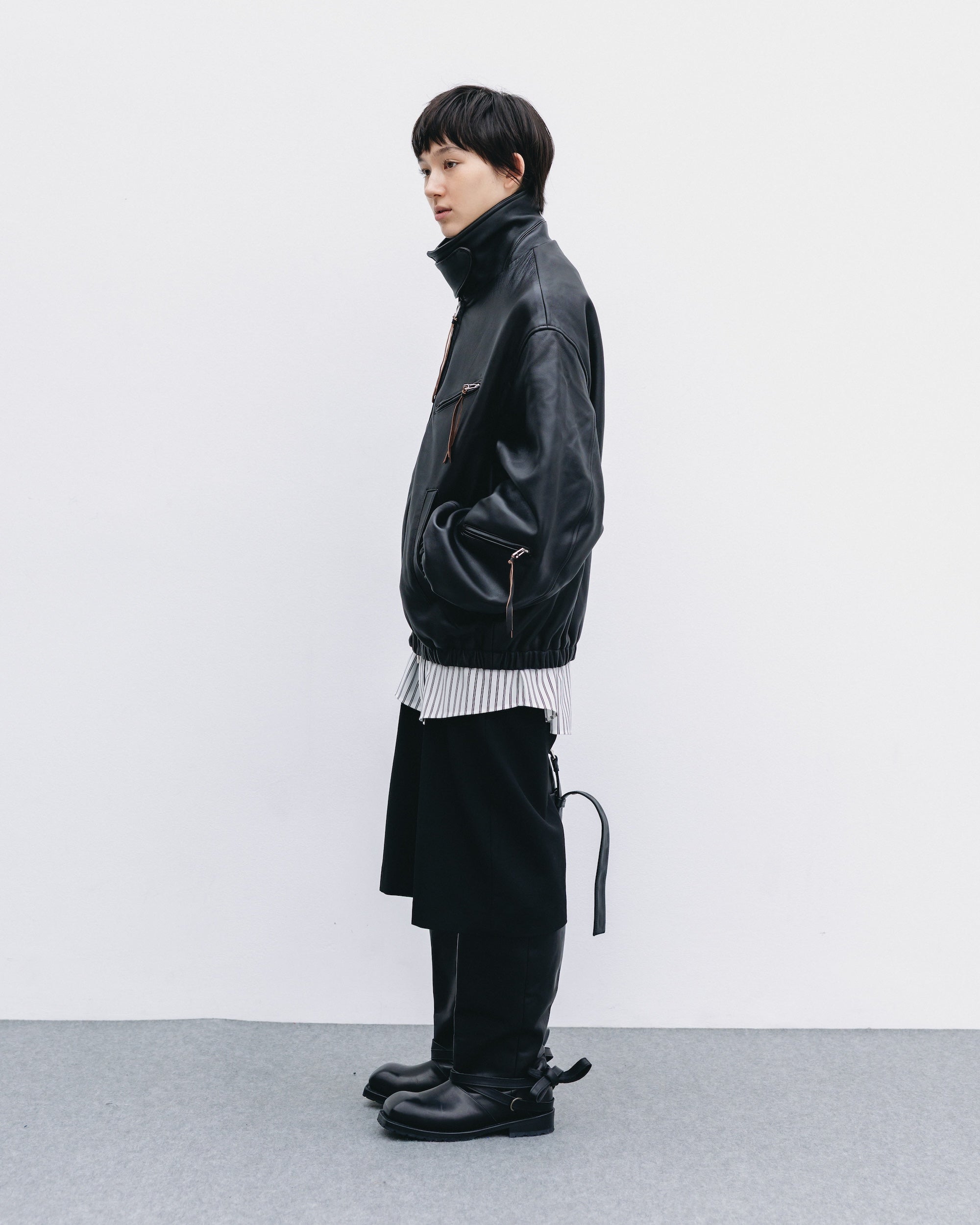 SHEEP LEATHER UTILITY JACKET (BLACK)