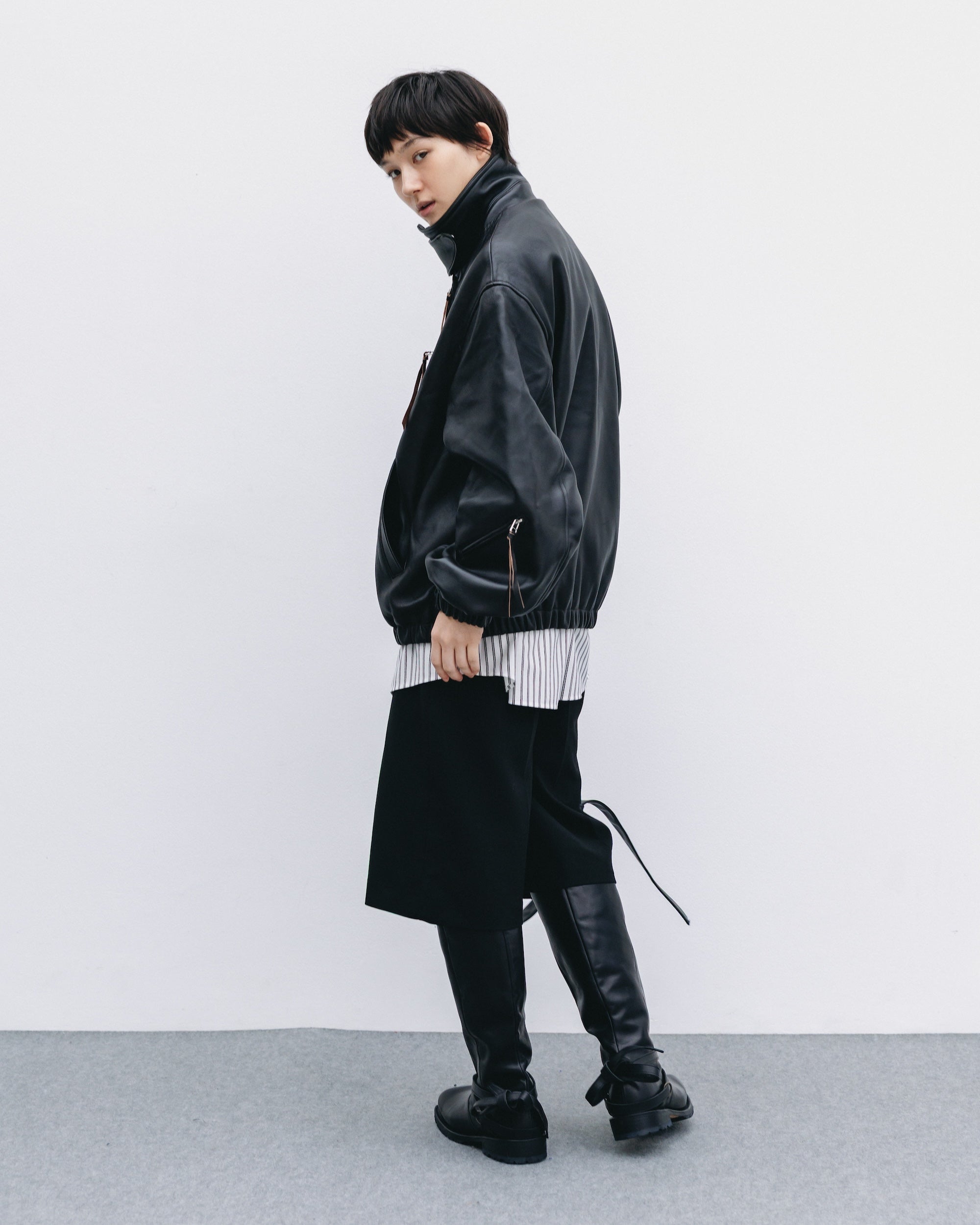 【11.1 SAT 20:00- IN STOCK】SHEEP LEATHER UTILITY JACKET (BLACK)