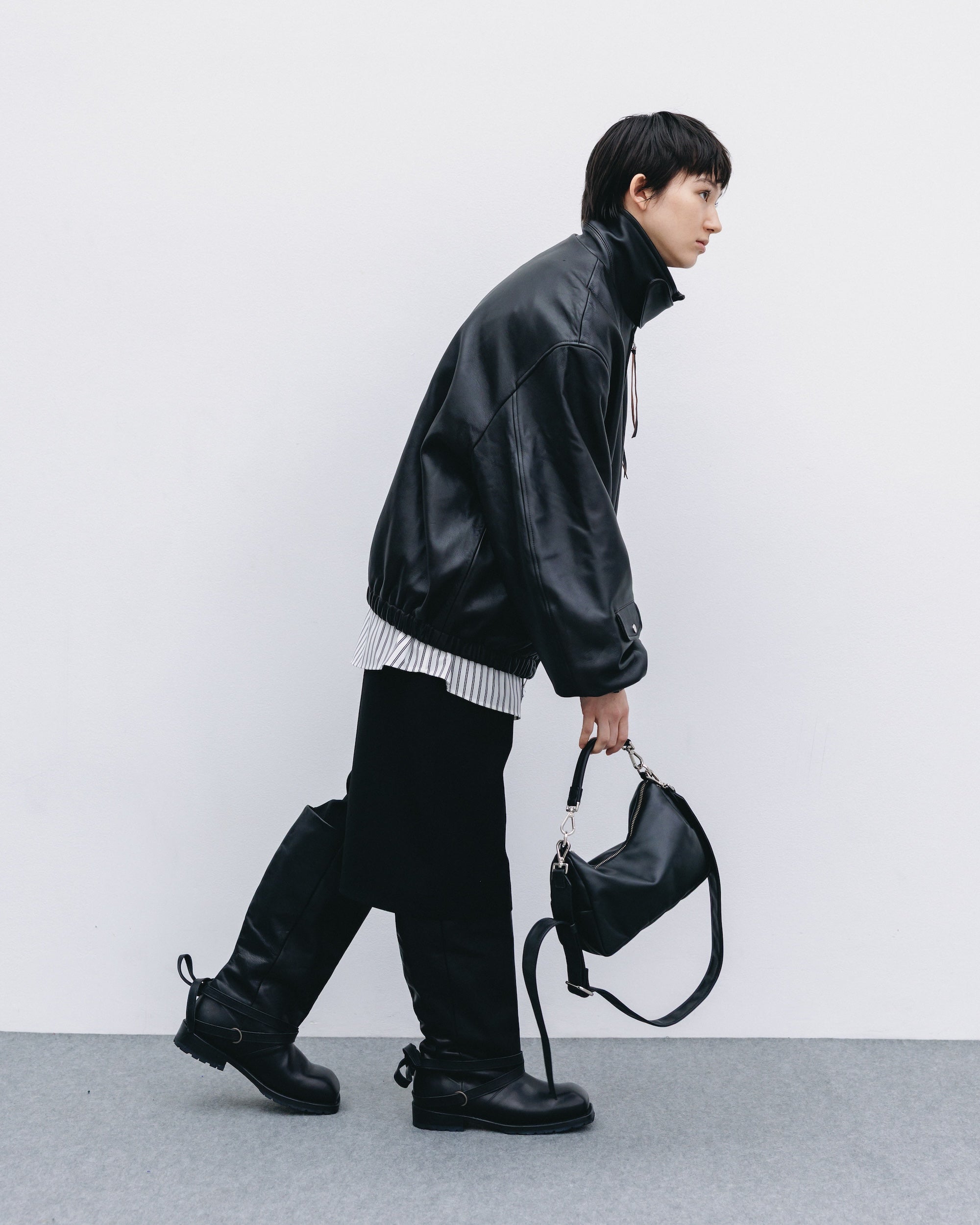 【11.1 SAT 20:00- IN STOCK】SHEEP LEATHER UTILITY JACKET (BLACK)