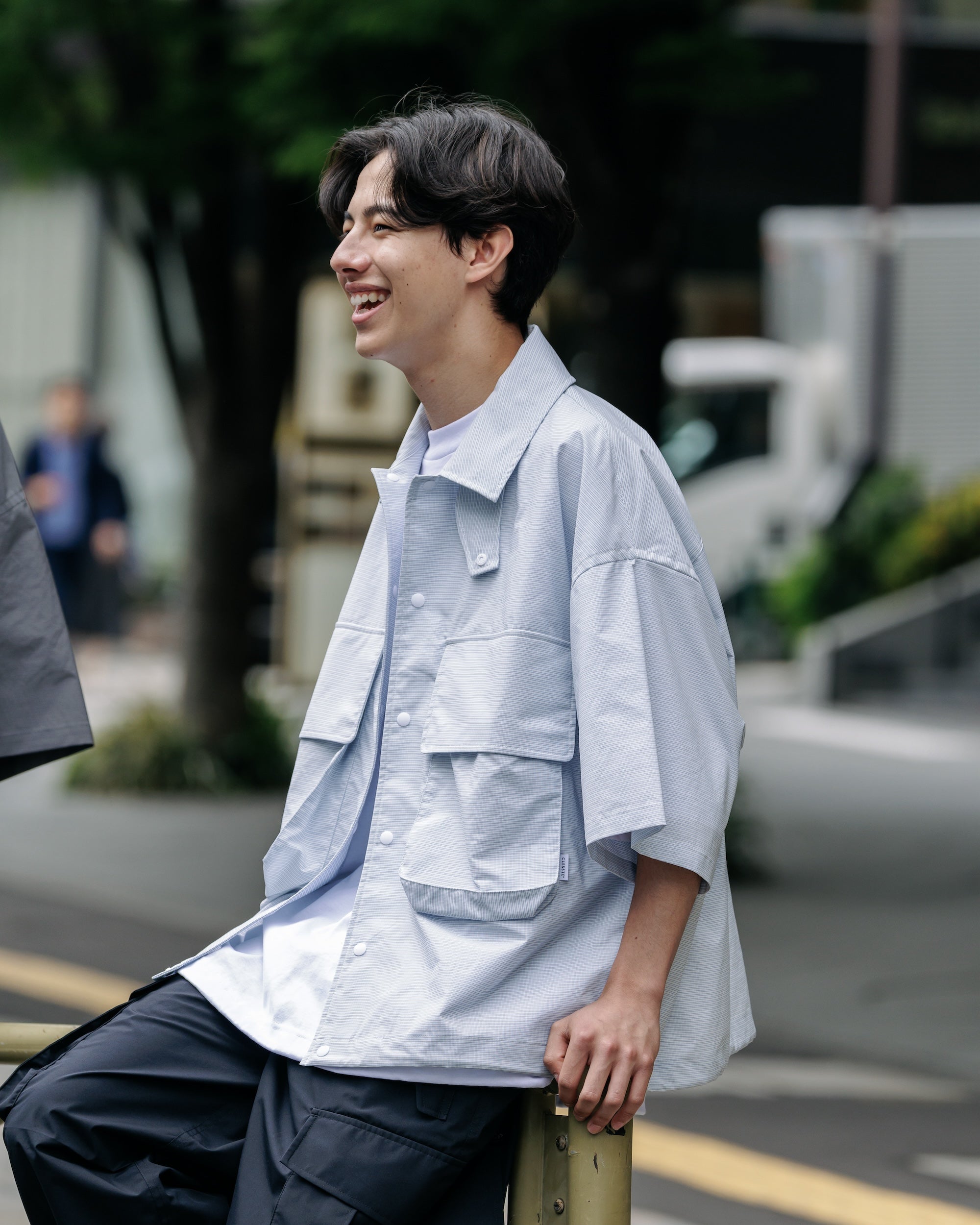 【6.4 WED 20:00- IN STOCK】GRAPH CHECK WADING S/S SHIRT JACKET (WHITE×BLUE)