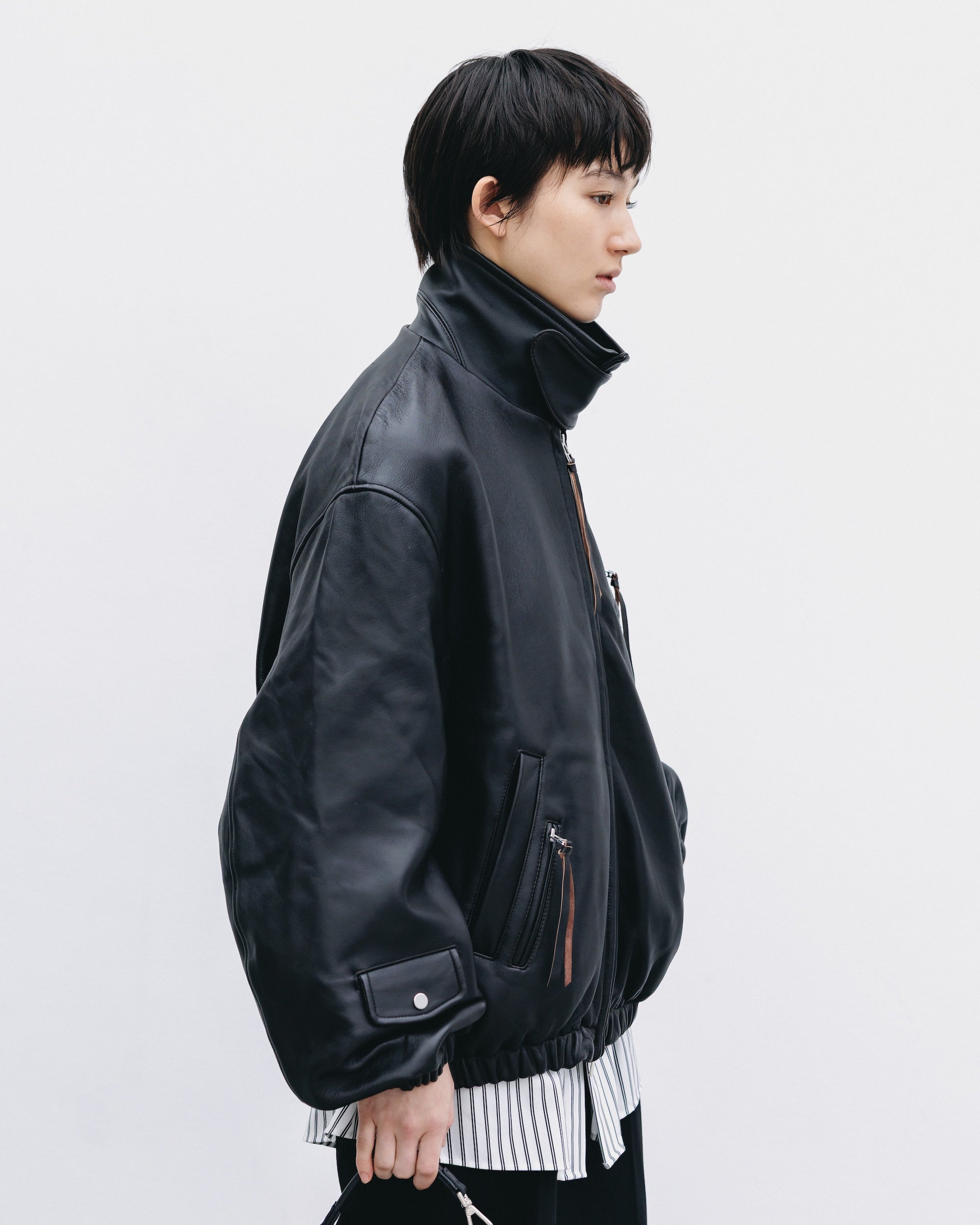 【11.1 SAT 20:00- IN STOCK】SHEEP LEATHER UTILITY JACKET (BLACK)