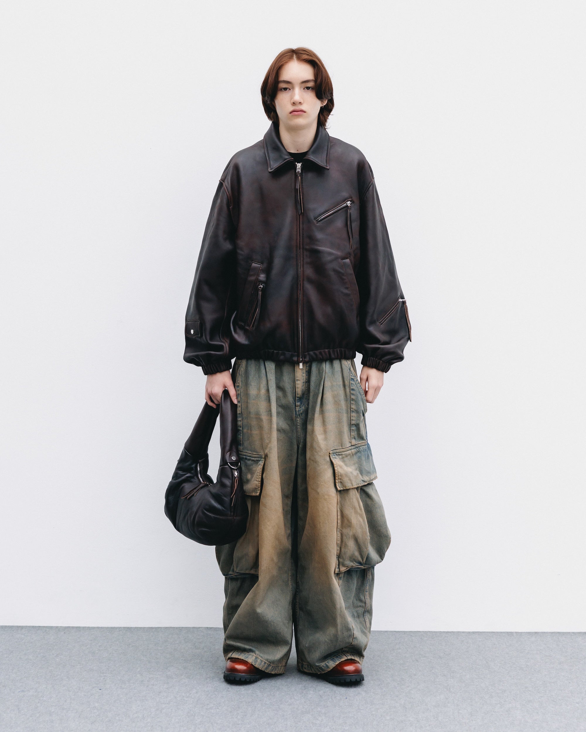 【11.1 SAT 20:00- IN STOCK】SHEEP LEATHER UTILITY JACKET (BROWN)