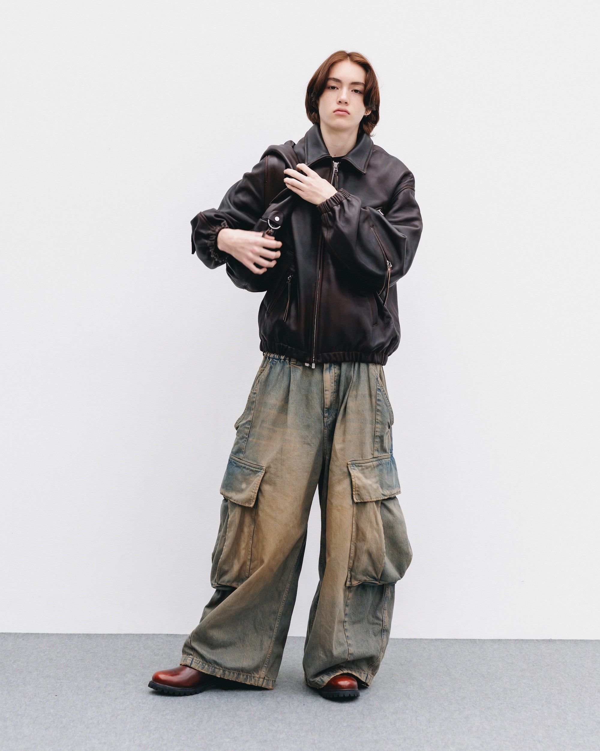 【11.1 SAT 20:00- IN STOCK】SHEEP LEATHER UTILITY JACKET (BROWN)