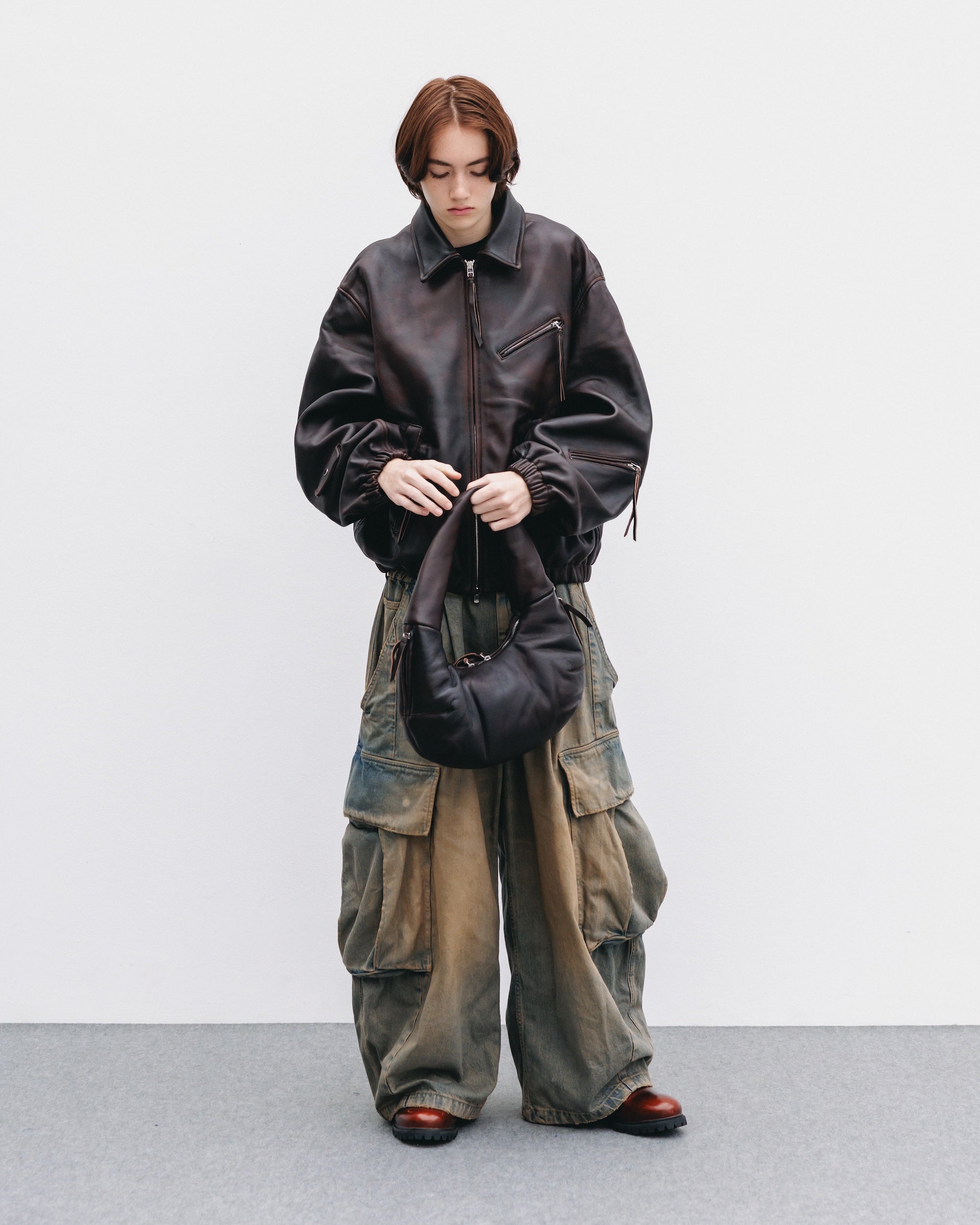 【11.1 SAT 20:00- IN STOCK】SHEEP LEATHER UTILITY JACKET (BROWN)