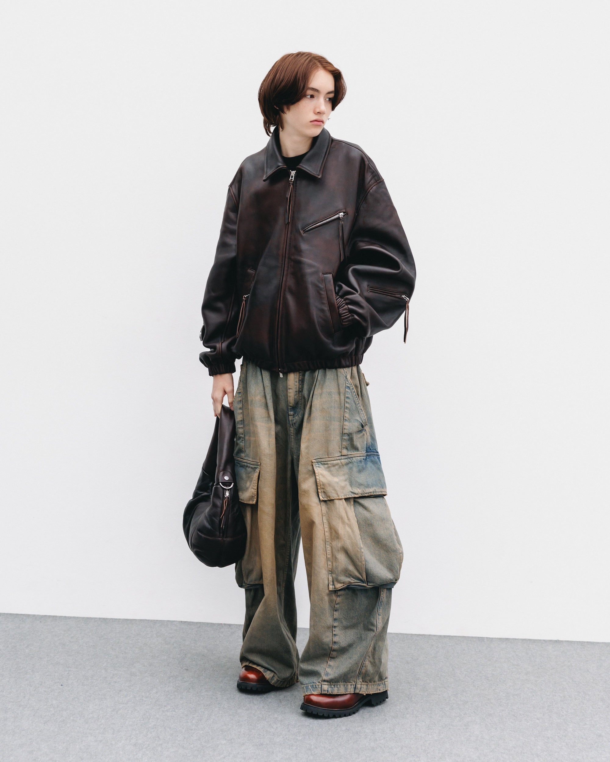 【11.1 SAT 20:00- IN STOCK】VINTAGE SHEEP LEATHER SYSTEM BAG XS