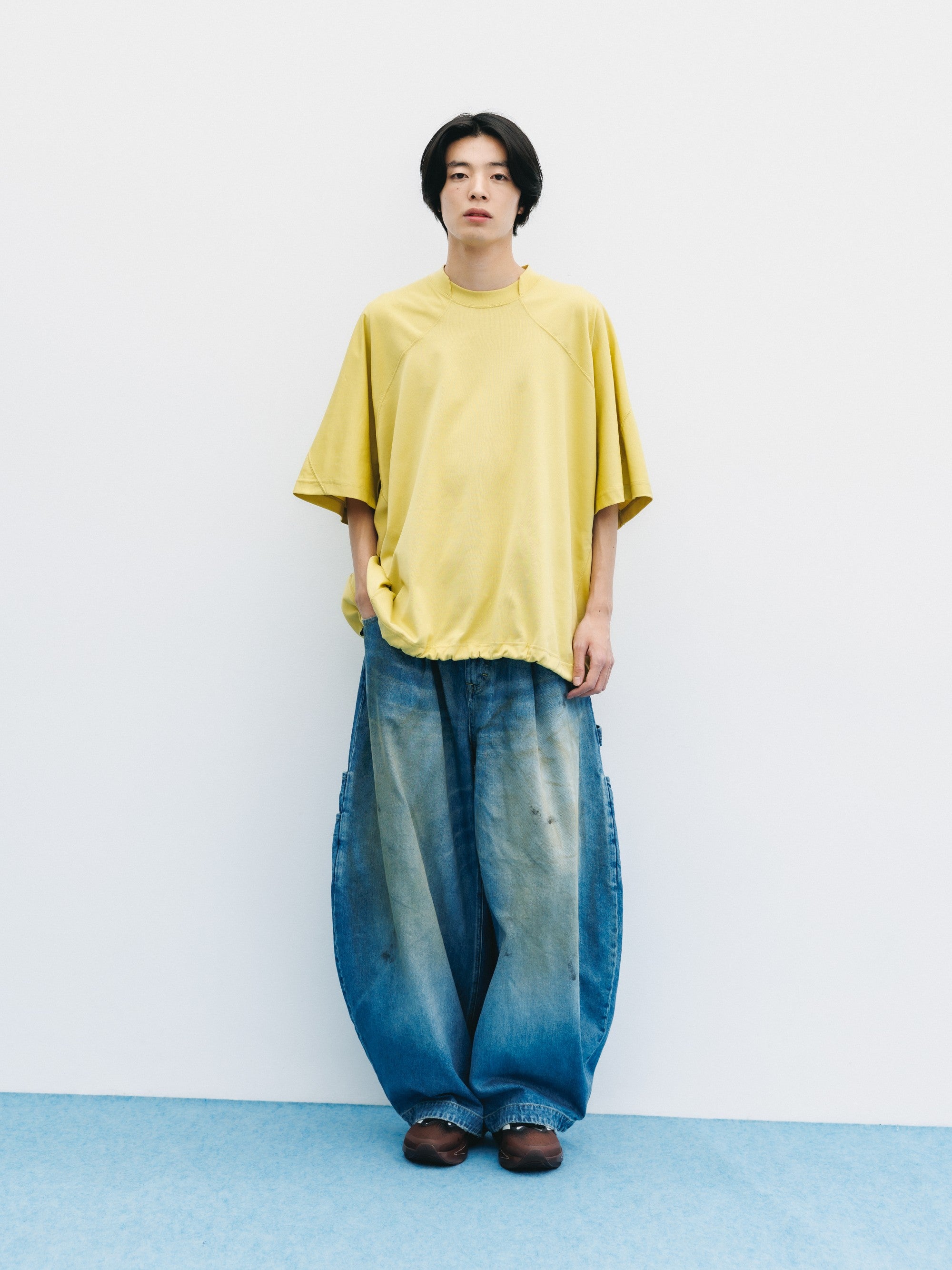 【6.6 SAT 20:00- IN STOCK】BLANK GAME S/S T-SHIRT WITH DRAWSTRINGS  (MUSTARD YELLOW)
