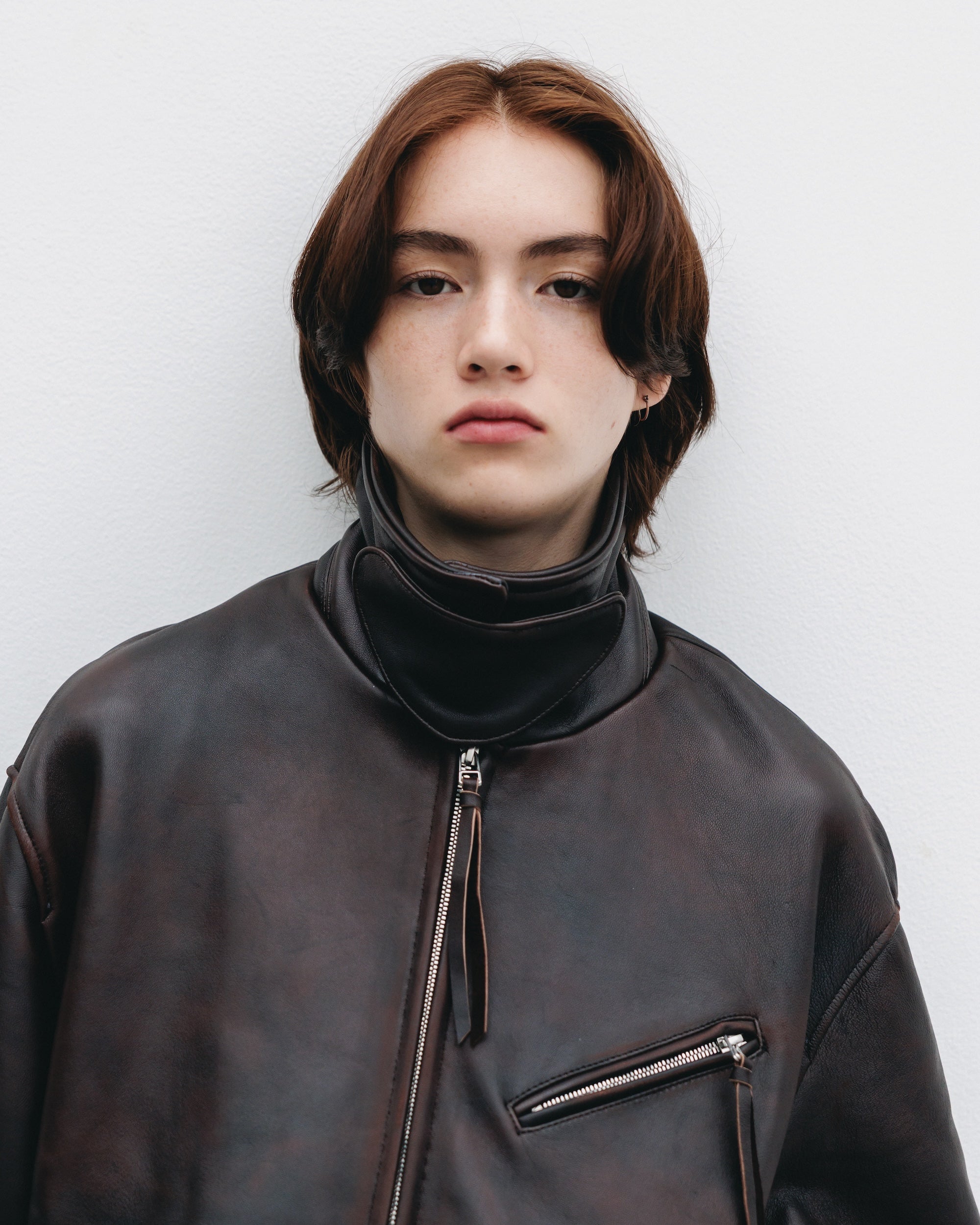 【11.1 SAT 20:00- IN STOCK】SHEEP LEATHER UTILITY JACKET (BROWN)