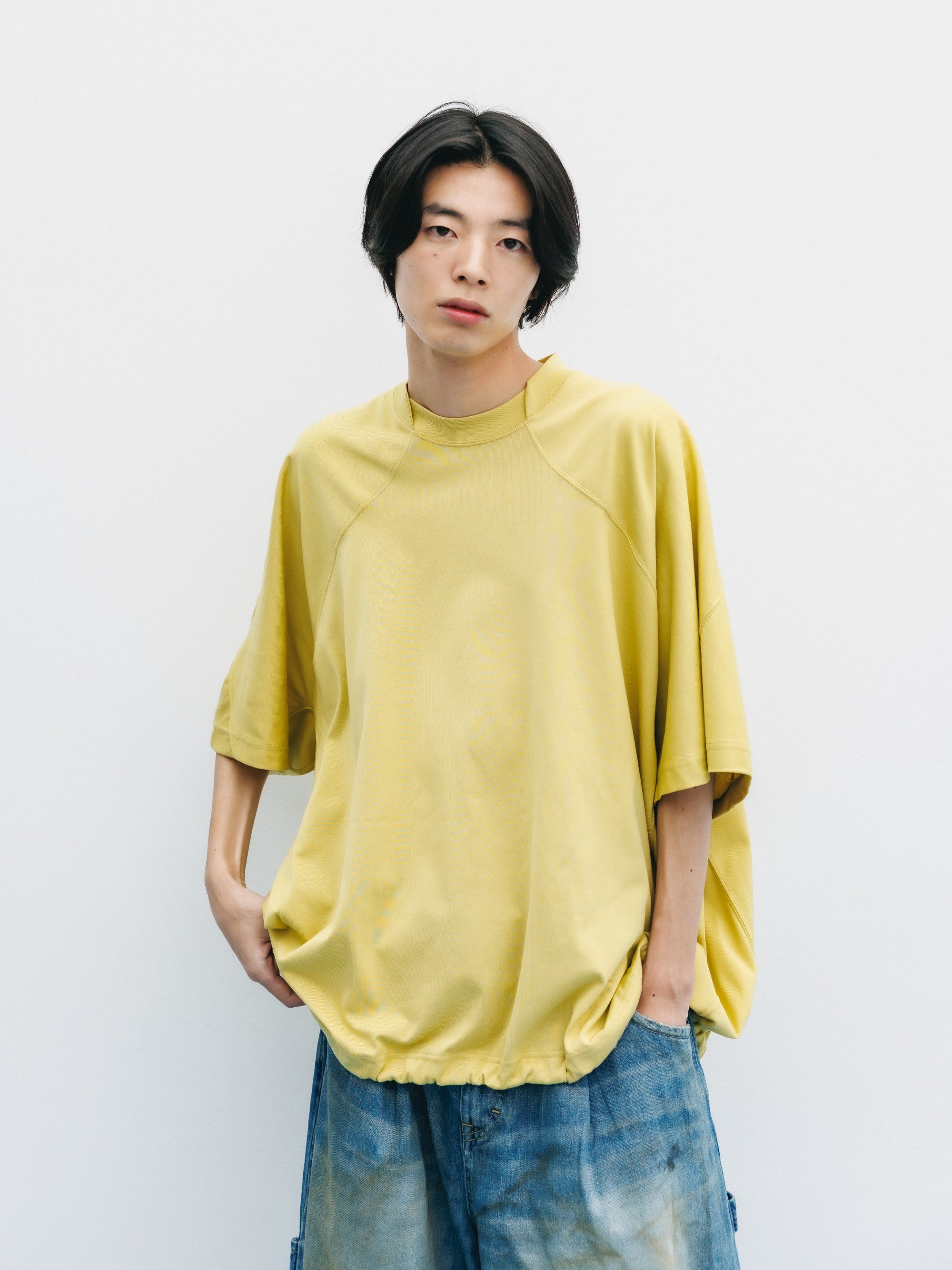 【6.6 SAT 20:00- IN STOCK】BLANK GAME S/S T-SHIRT WITH DRAWSTRINGS  (MUSTARD YELLOW)