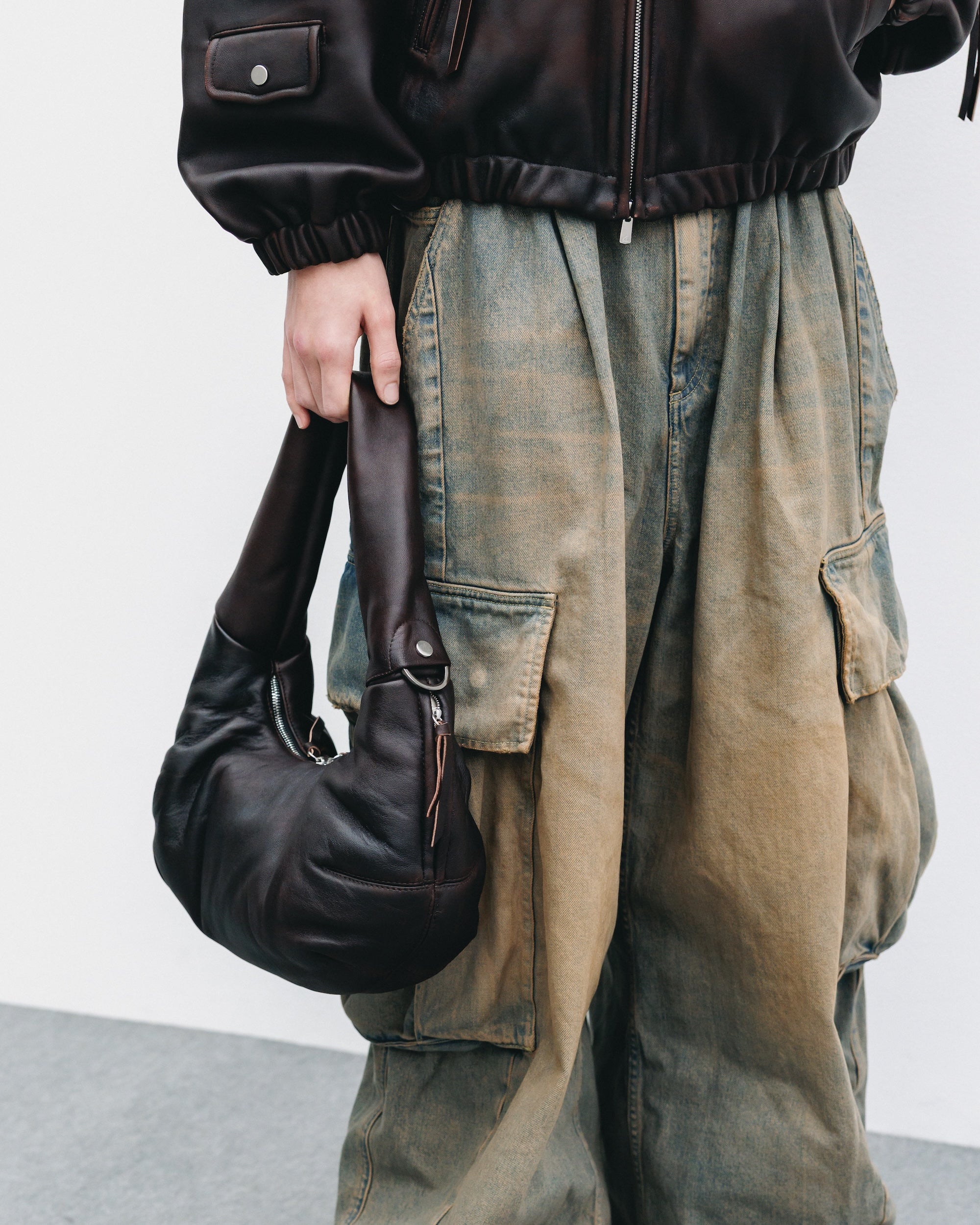 【11.1 SAT 20:00- IN STOCK】VINTAGE SHEEP LEATHER SYSTEM BAG XS