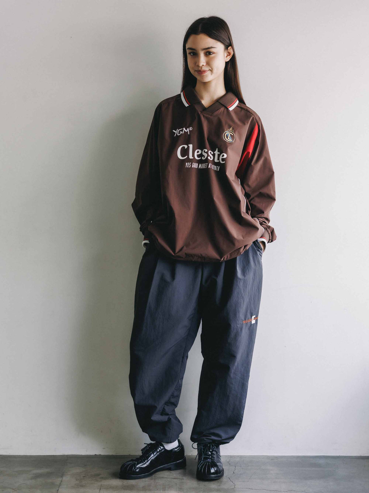 【10.4 SUN 20:00- IN STOCK】【LIMITED】 “YES GOOD MARKET" ACTIVE CITY L/S GAME SHIRT (BROWN)