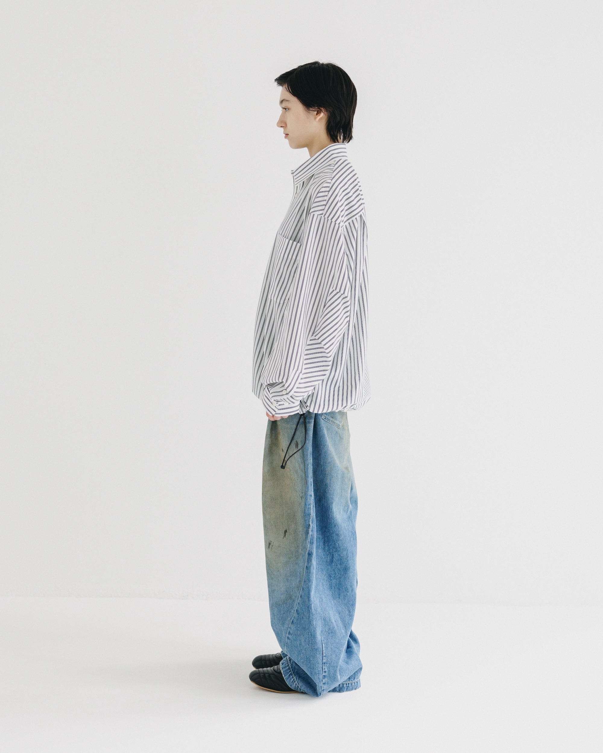 【9.27 SAT 20:00- IN STOCK】46G KNIT EVERYDAY PULLOVER L/S SHIRT (WHITE STRIPE)