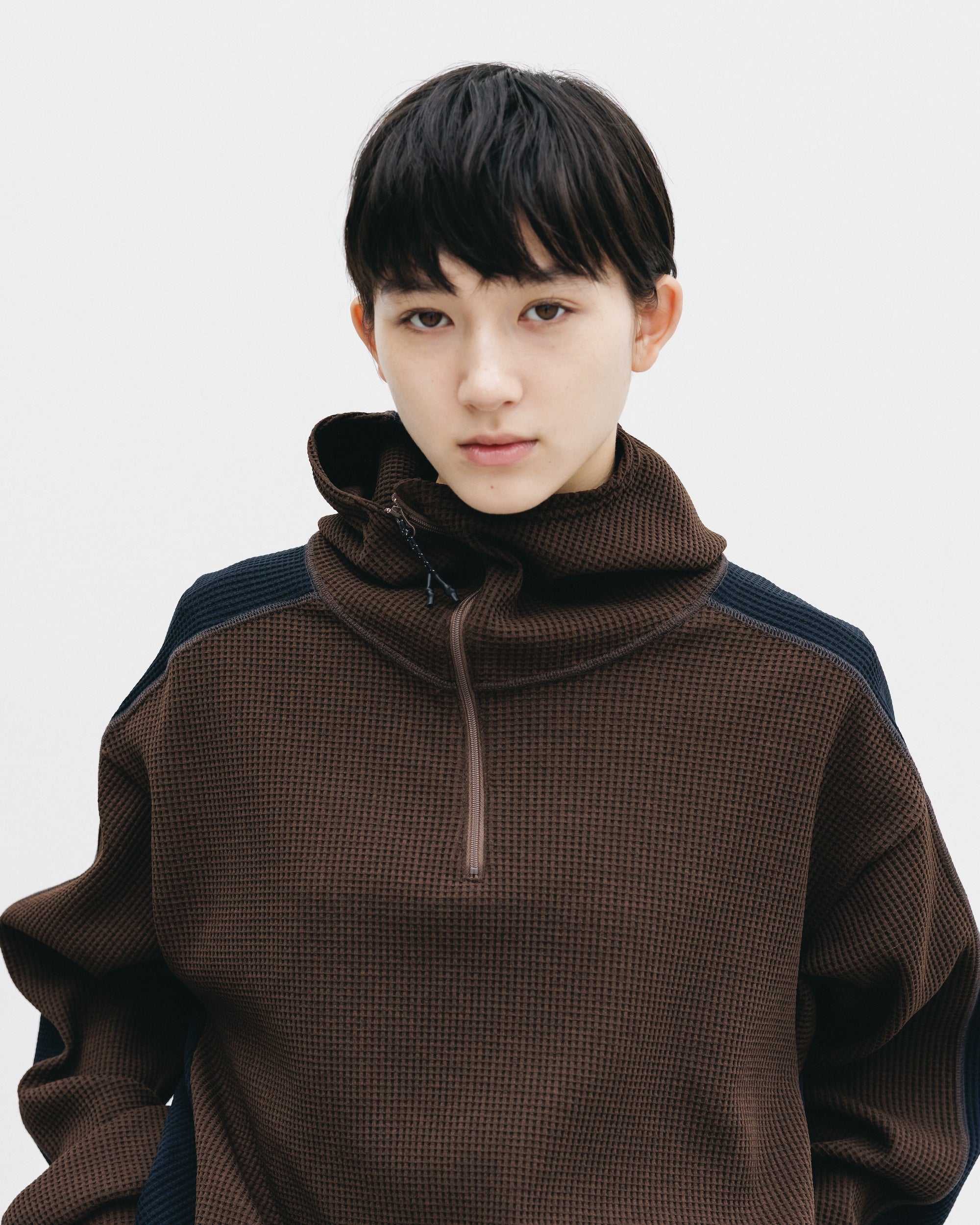 SL】CITY LIGHT THERMAL HALF ZIP HOODIE (BROWN×BLACK)