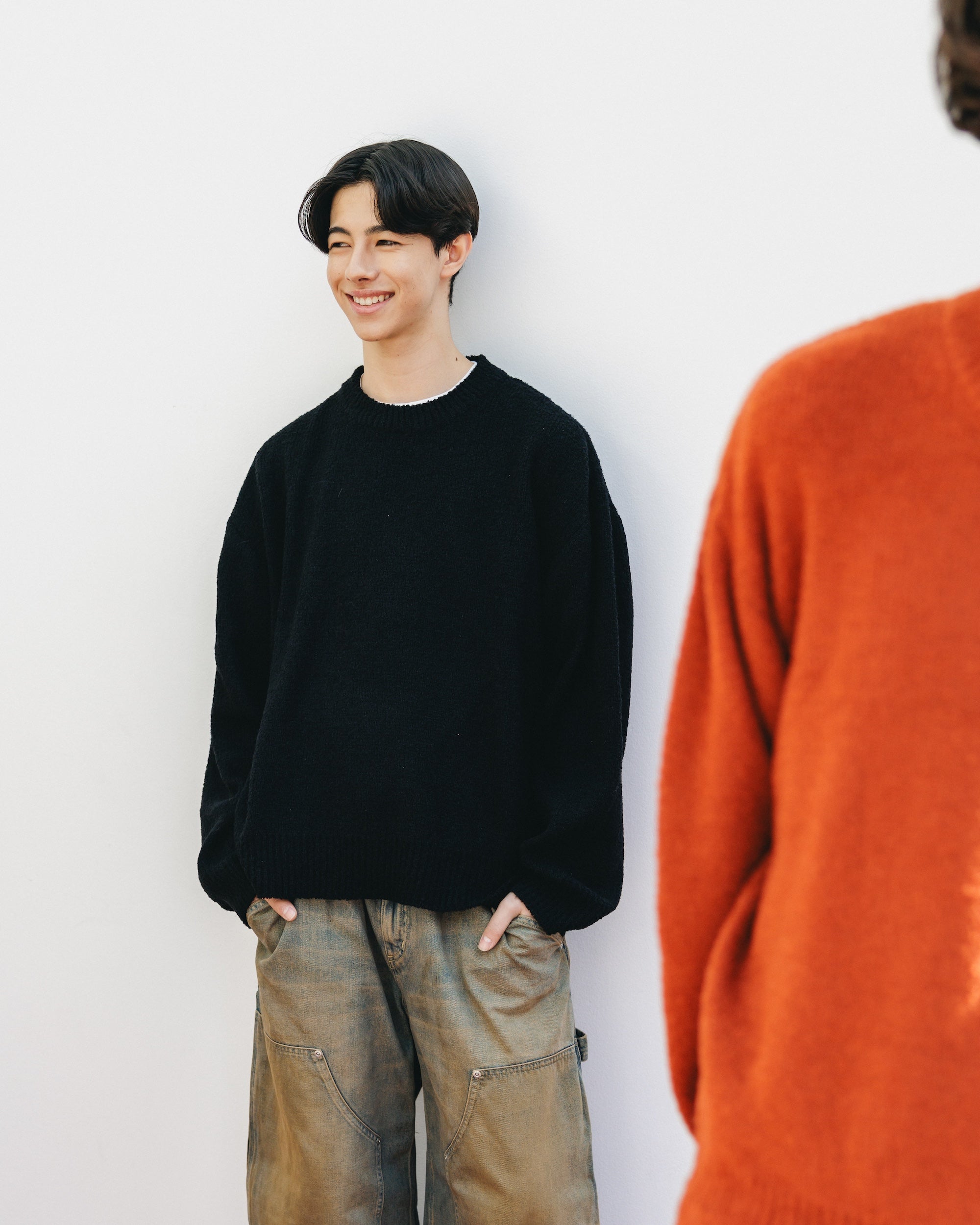【12.10 WED 20:00- IN STOCK】SLUB PILE KNIT PULLOVER (BLACK)