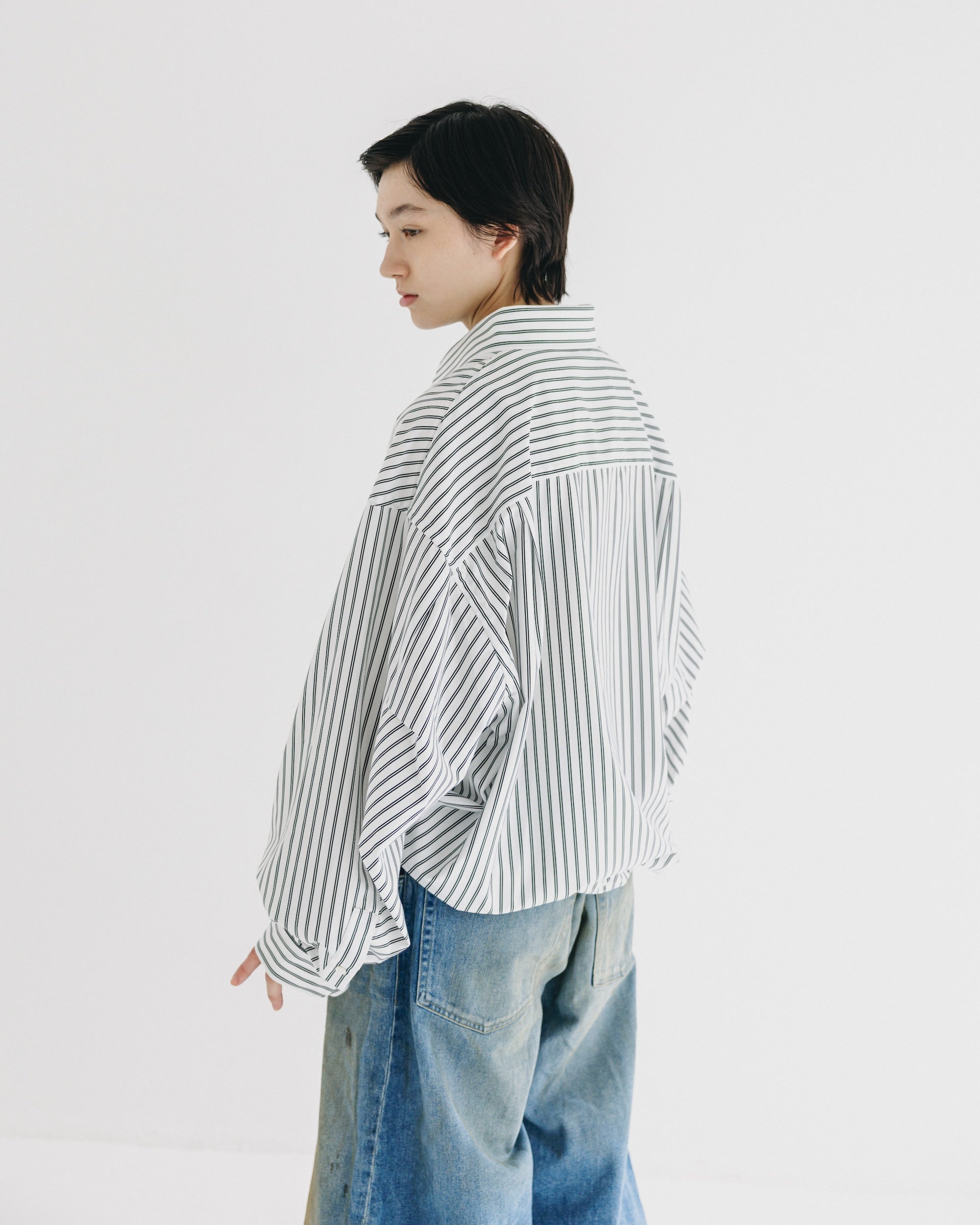 【9.27 SAT 20:00- IN STOCK】46G KNIT EVERYDAY PULLOVER L/S SHIRT (WHITE STRIPE)