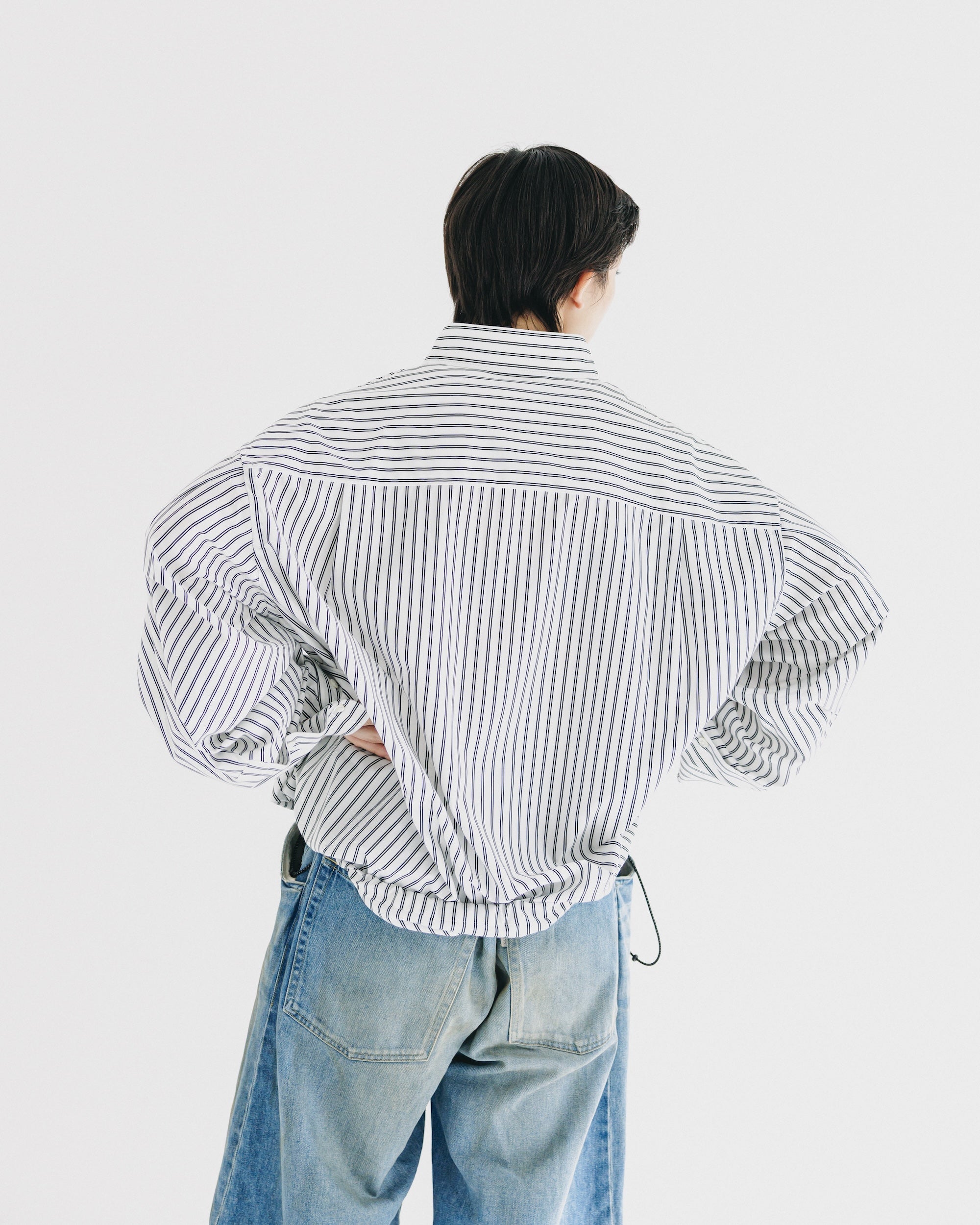 【9.27 SAT 20:00- IN STOCK】46G KNIT EVERYDAY PULLOVER L/S SHIRT (WHITE STRIPE)