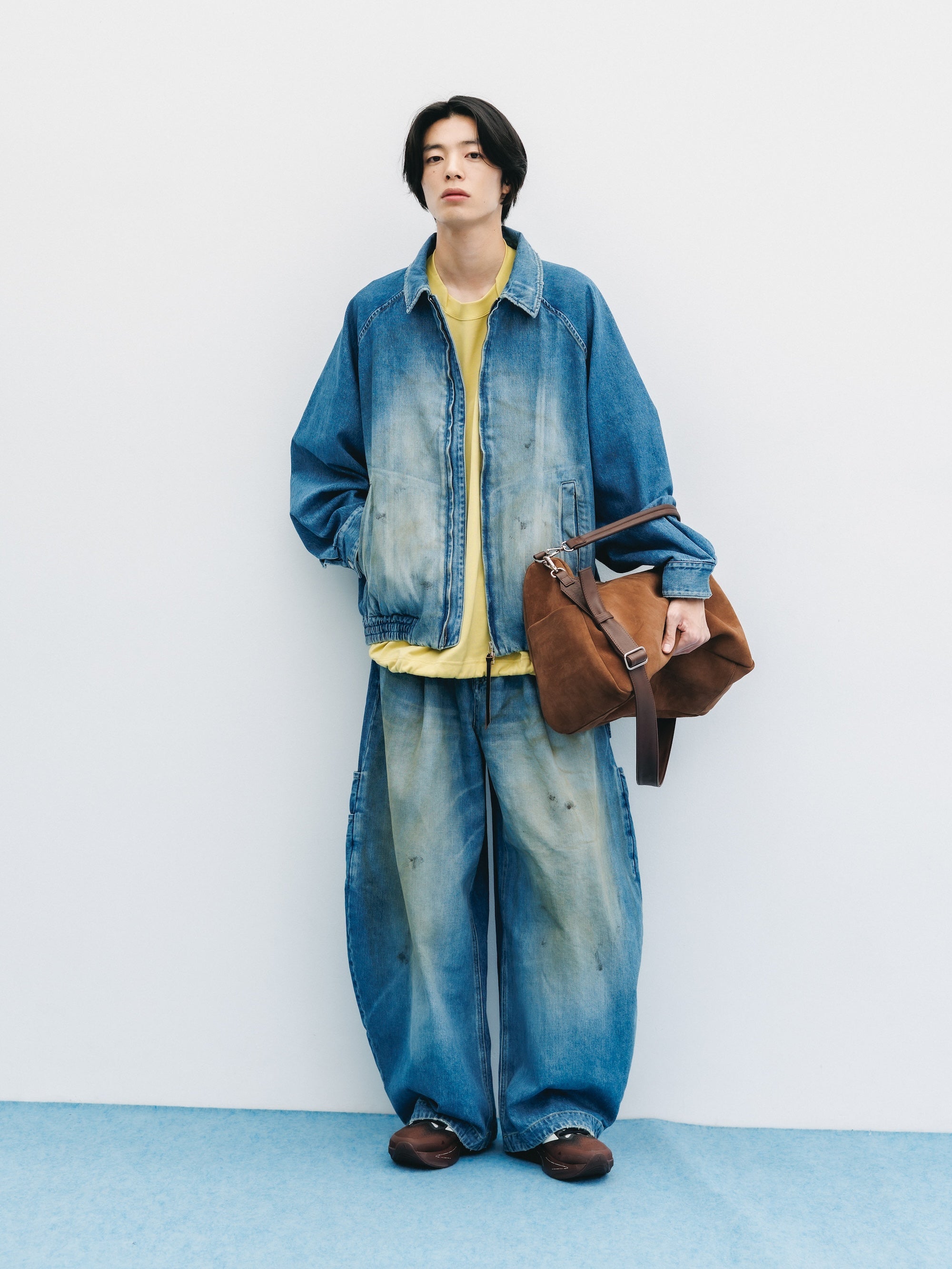 【9.2 WED 20:00- IN STOCK】VINTAGE DYED SELVEDGE DENIM CITY UTILITY JACKET (LIGHT INDIGO)