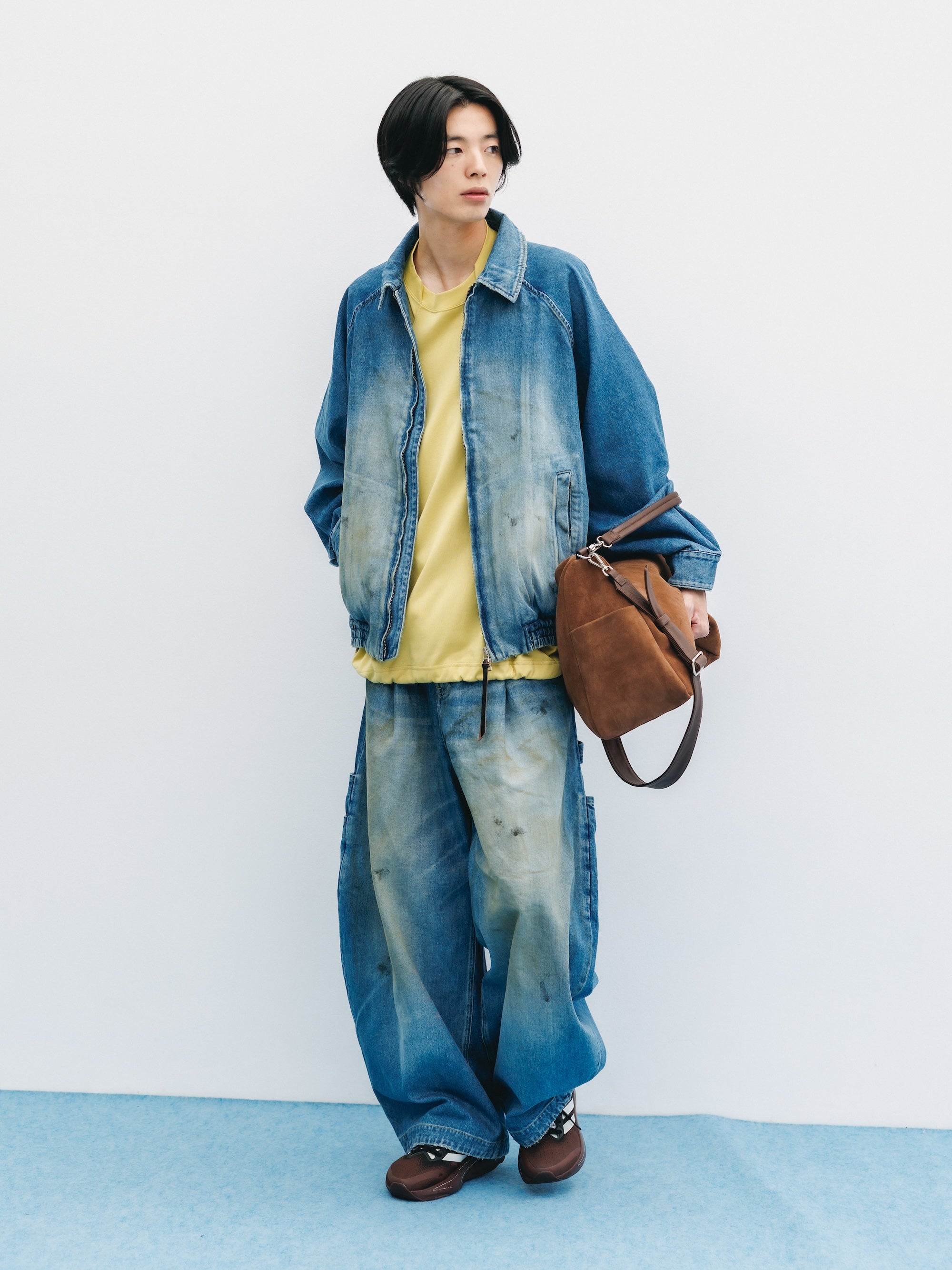 【9.2 WED 20:00- IN STOCK】VINTAGE DYED SELVEDGE DENIM CITY UTILITY JACKET (LIGHT INDIGO)