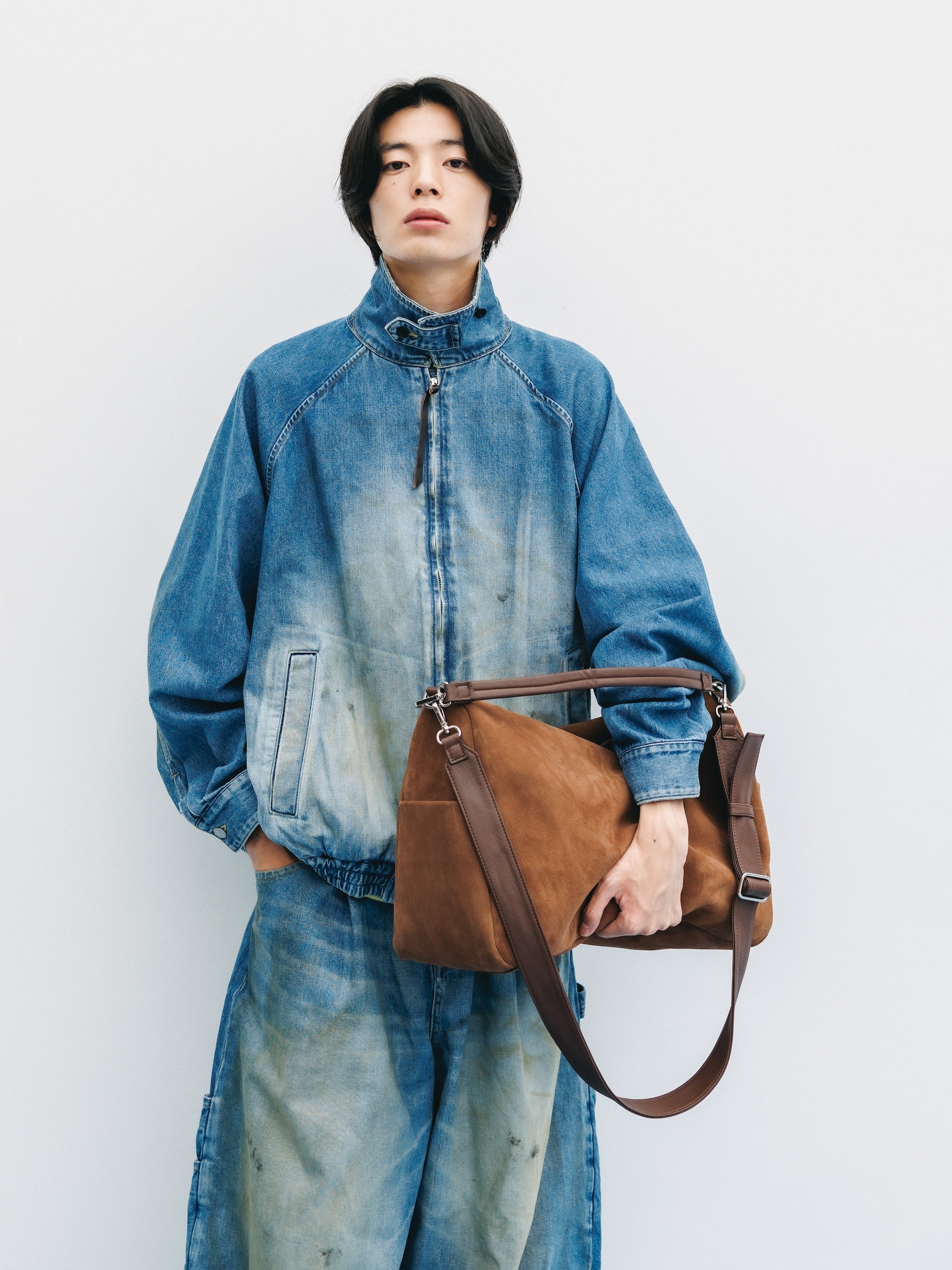【9.2 WED 20:00- IN STOCK】VINTAGE DYED SELVEDGE DENIM CITY UTILITY JACKET (LIGHT INDIGO)