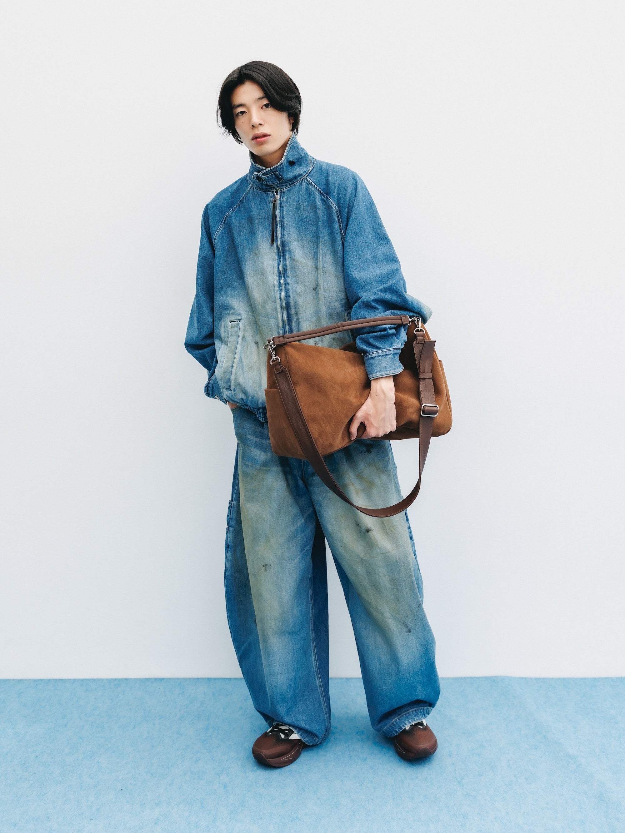 【9.2 WED 20:00- IN STOCK】VINTAGE DYED SELVEDGE DENIM CITY UTILITY JACKET (LIGHT INDIGO)