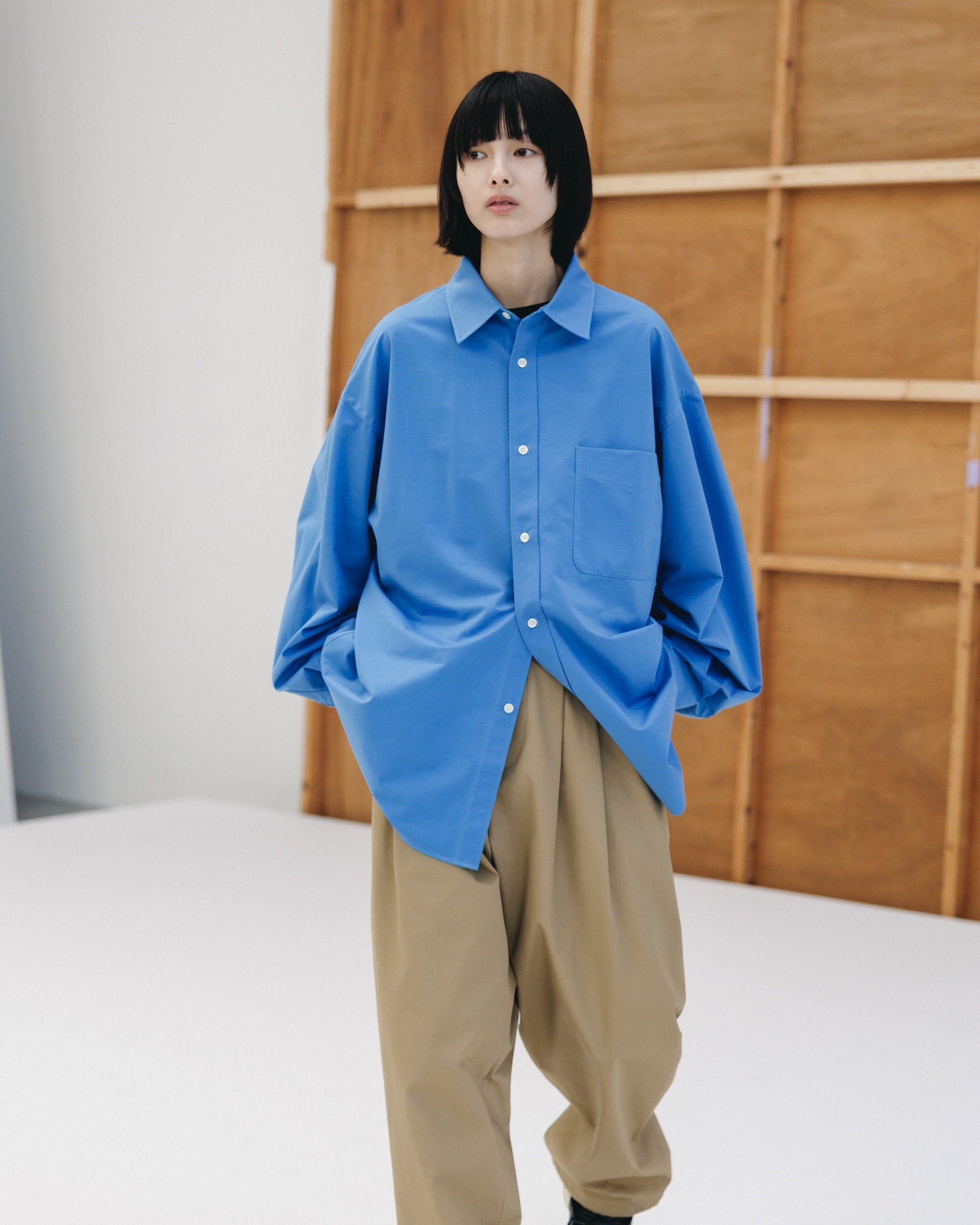 【2.4 WED 20:00- IN STOCK】T/C GABARDINE CITY UNIFORM WIDE TAPERED PANTS(BEIGE)