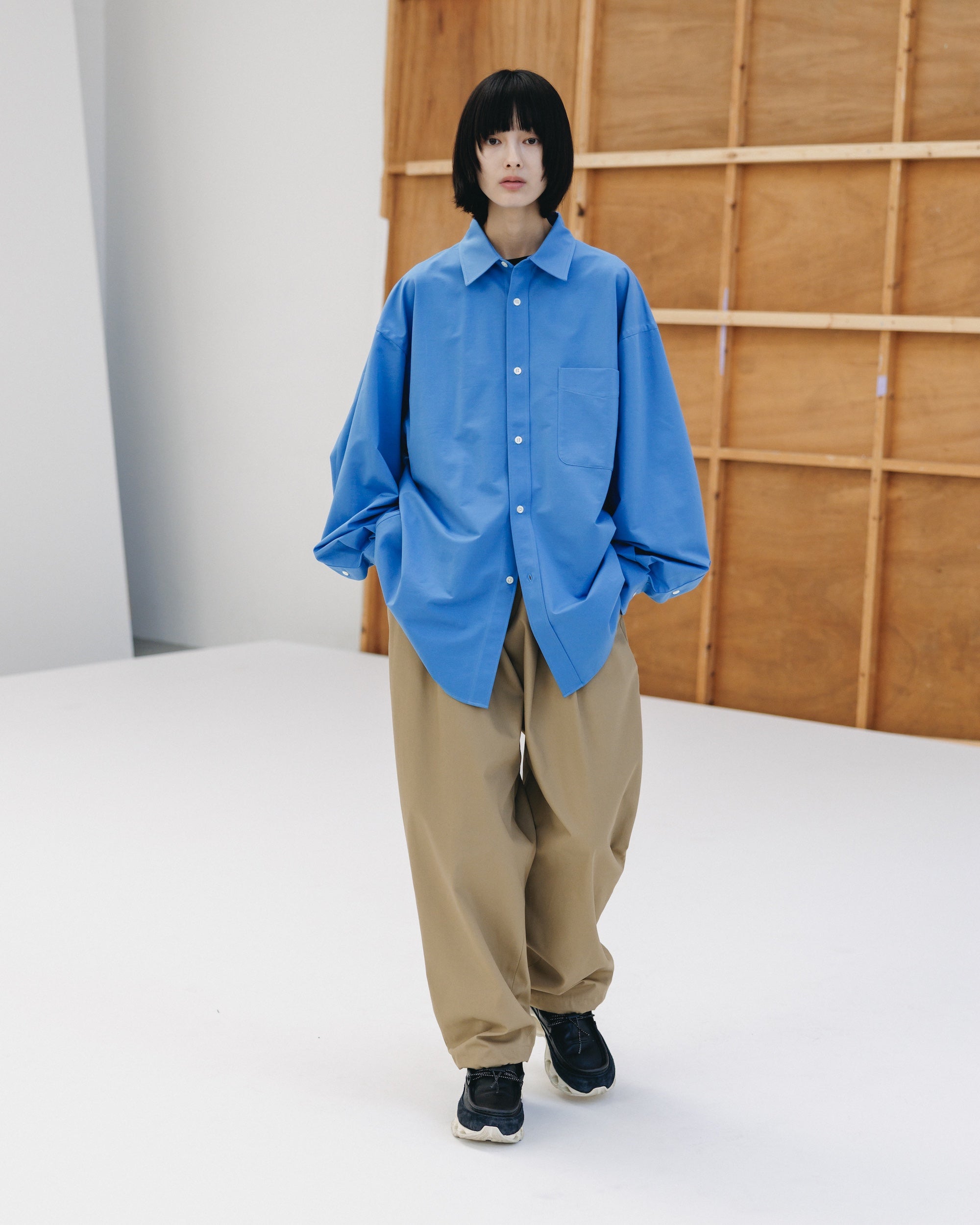 【2.4 WED 20:00- IN STOCK】T/C GABARDINE CITY UNIFORM WIDE TAPERED PANTS(BEIGE)