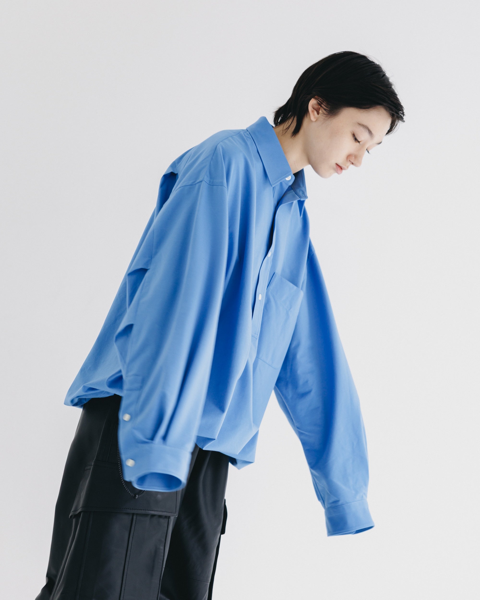 【9.27 SAT 20:00- IN STOCK】46G KNIT EVERYDAY PULLOVER L/S SHIRT (SAX BLUE)
