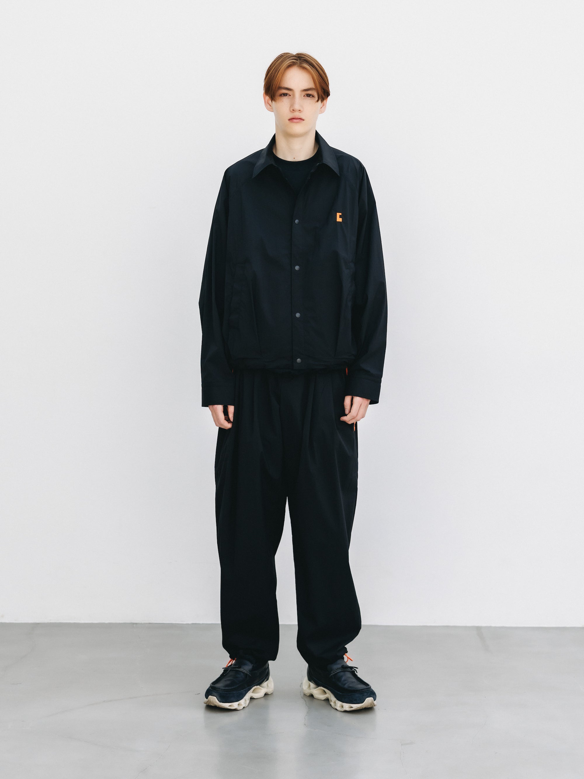 "C” CRISPY NYLON CITY UNIFORM BALLOON L/S SHIRT JACKET (BLACK×ORANGE)