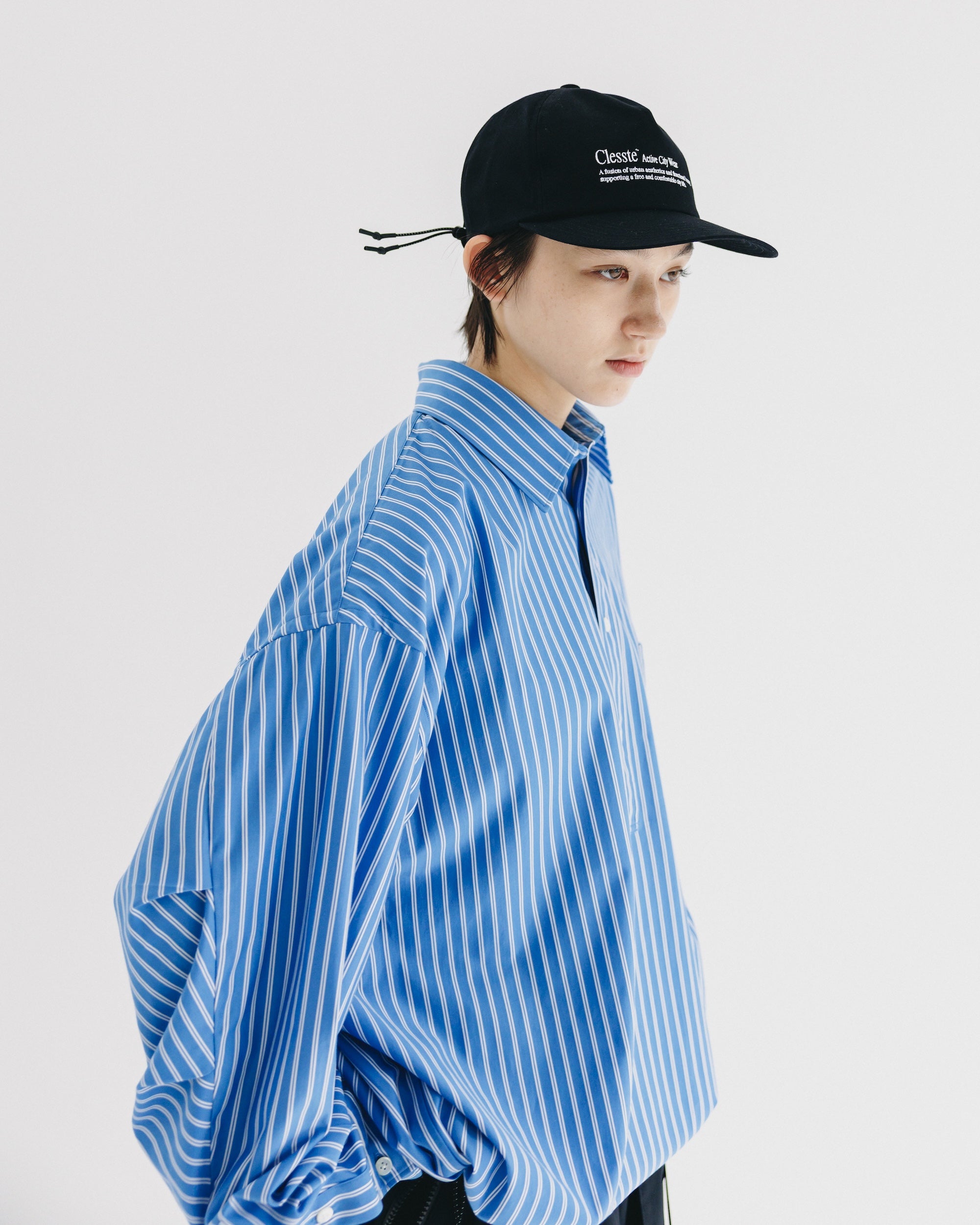 【9.27 SAT 20:00- IN STOCK】46G KNIT EVERYDAY PULLOVER L/S SHIRT (SAX BLUE STRIPE).