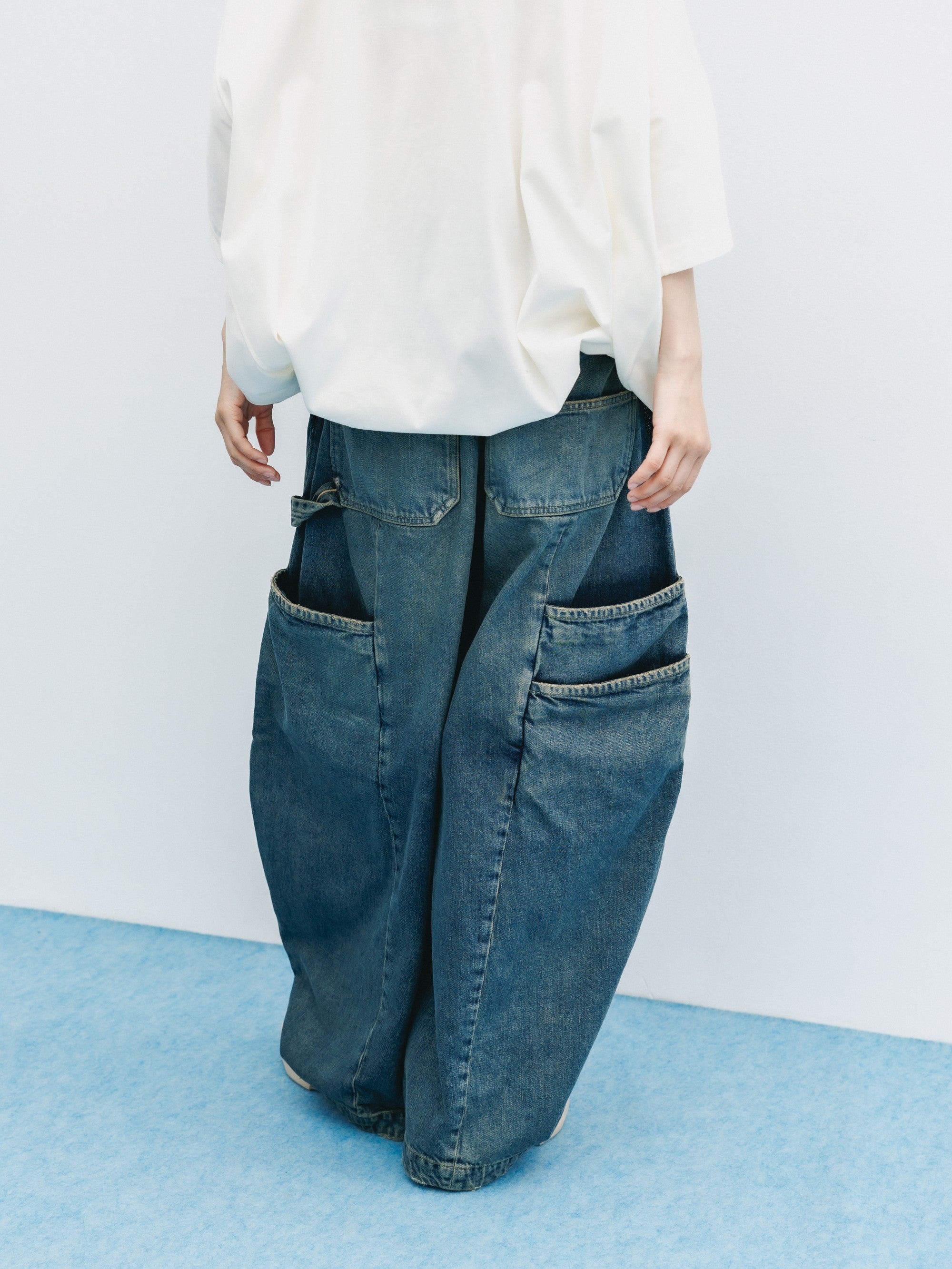 VINTAGE DYED SELVEDGE DENIM CITY MASSIVE UTILITY PANTS (VINTAGE INDIGO)